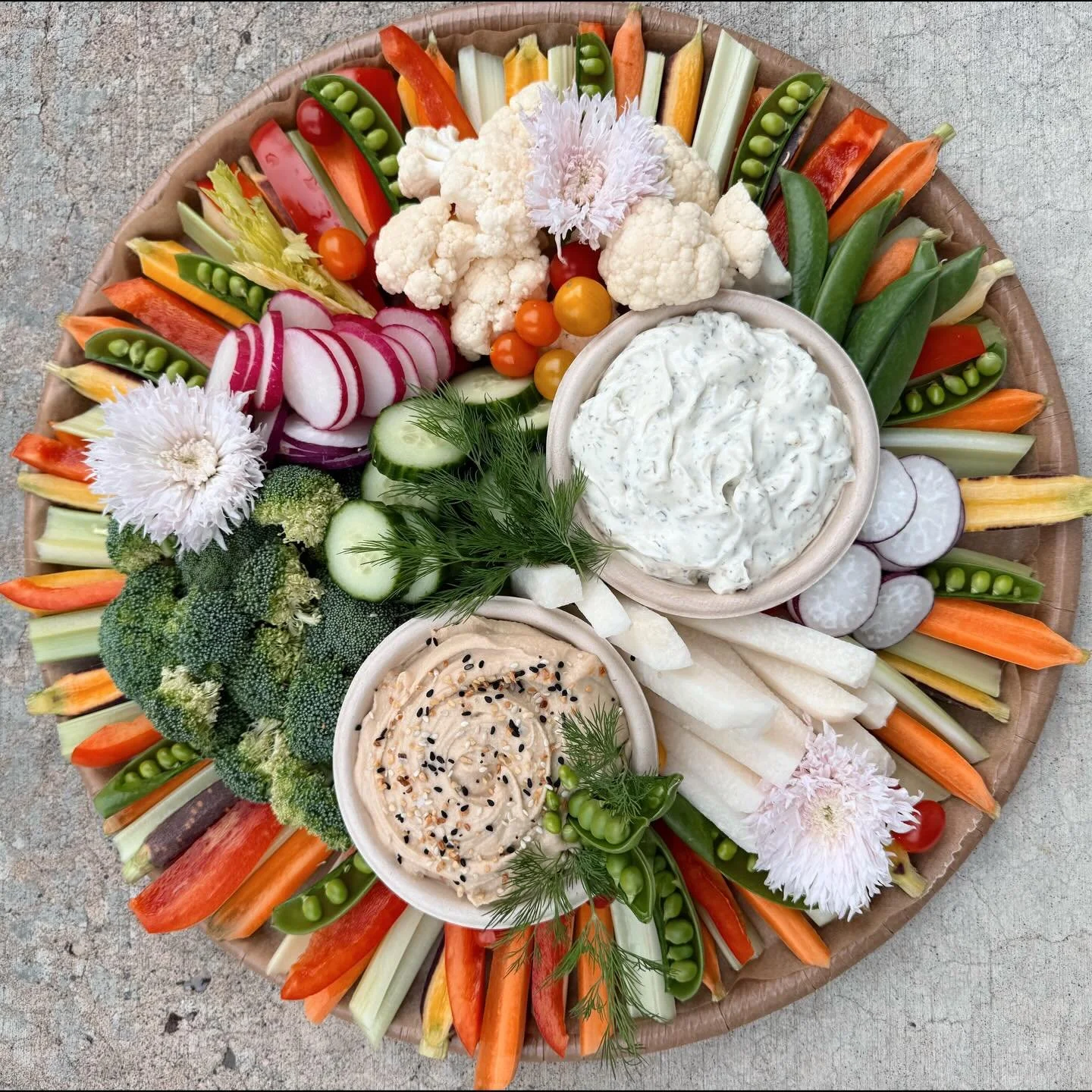 Fresh, colorful, and anything but boring 🥕✨ 

Who says charcuterie has to be all meat and cheese? This crudit&eacute; board is loaded with crisp, vibrant goodness and the perfect dips to match. Light, beautiful, and seriously snackable 🌿 

Perfect 