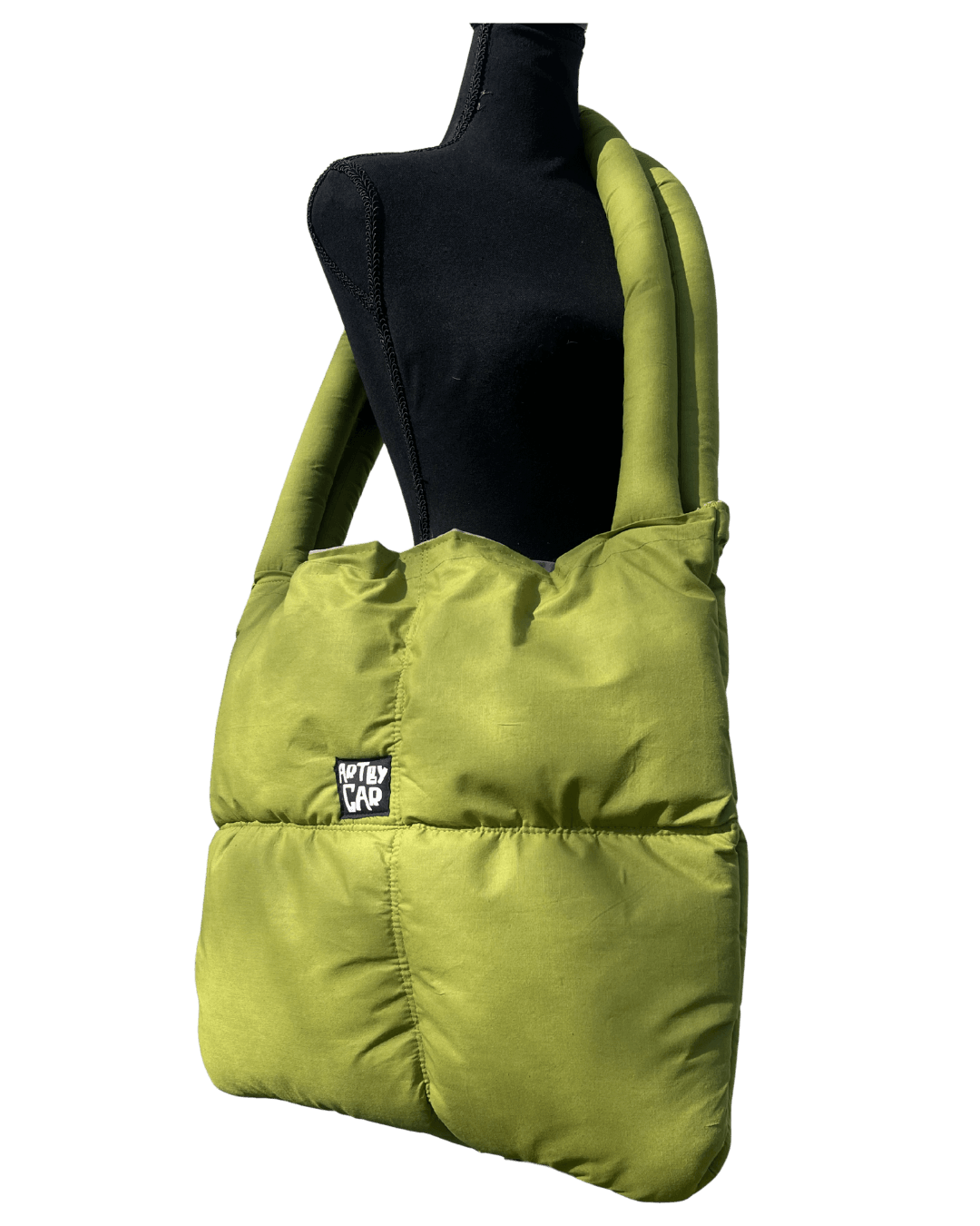 ARTBYCAR Olive green large puffer tote bag