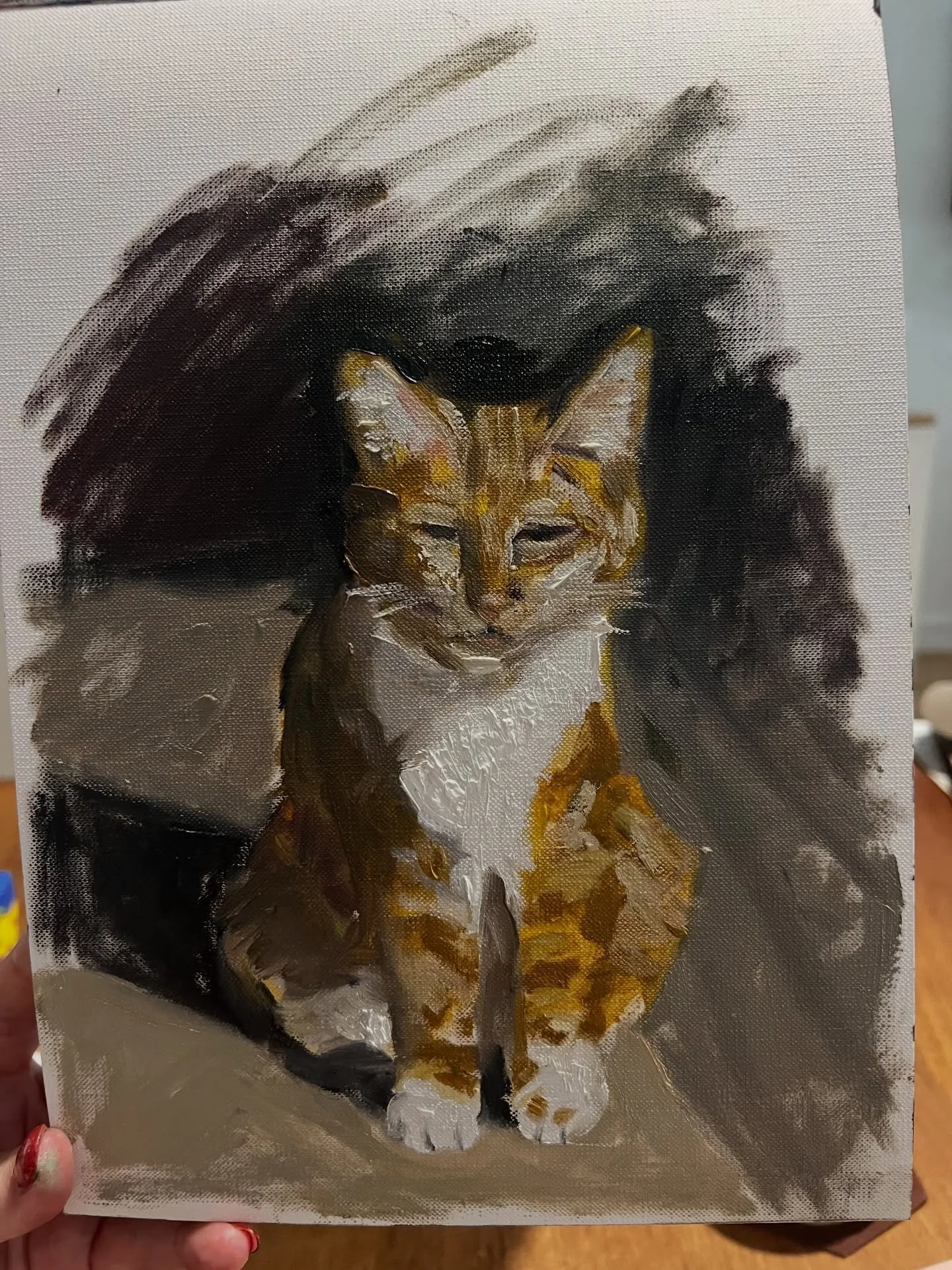 This is a little study I painted of Gingko using leftover oil paints.