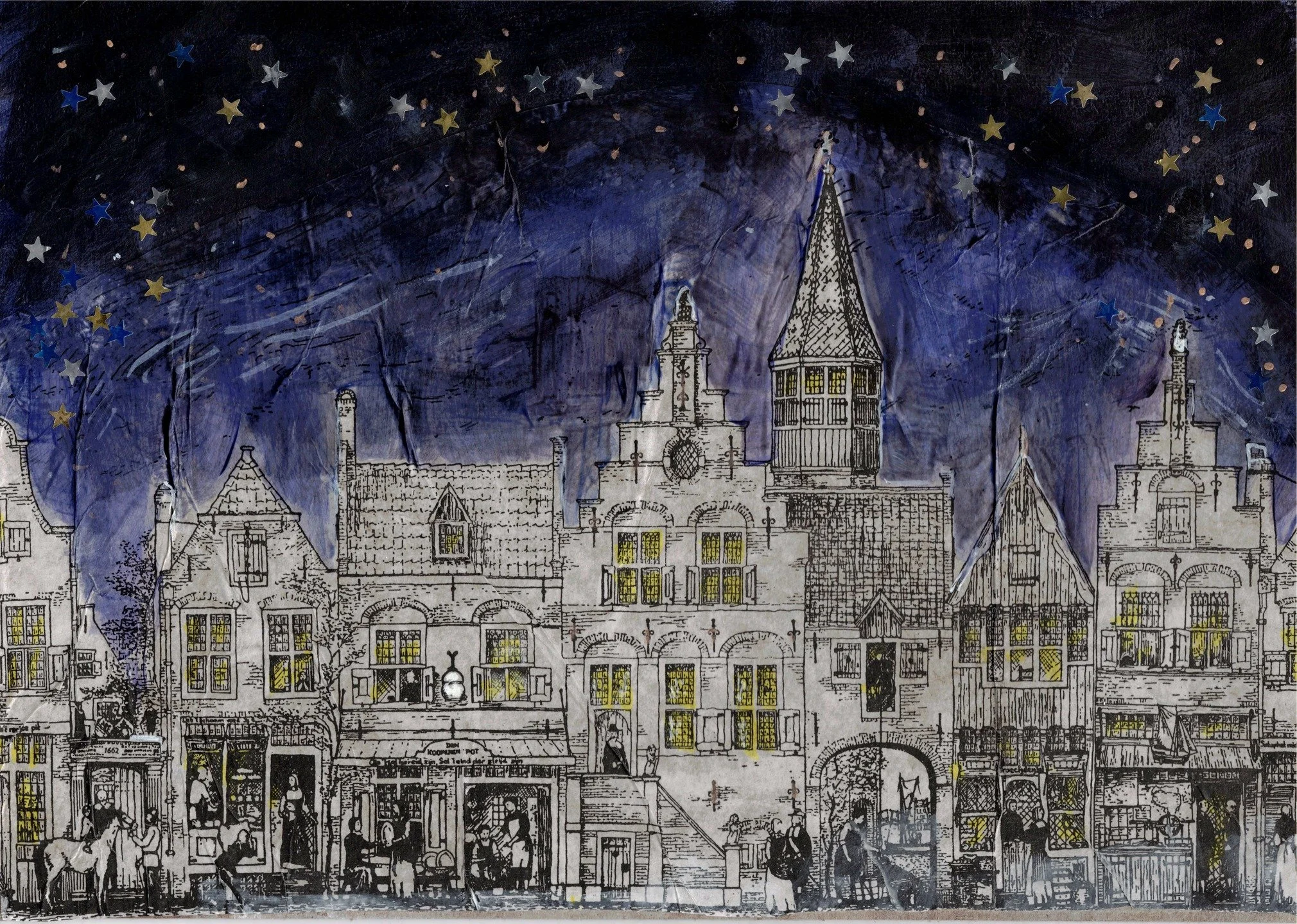 I made this mixed media piece from the paper bag packaging from a store in&hellip;I don&rsquo;t know.. Prague, maybe? @barbaraenright was on a European river cruise, last year, and gave me a gift that was inside this bag. 

I&rsquo;ve also had an old