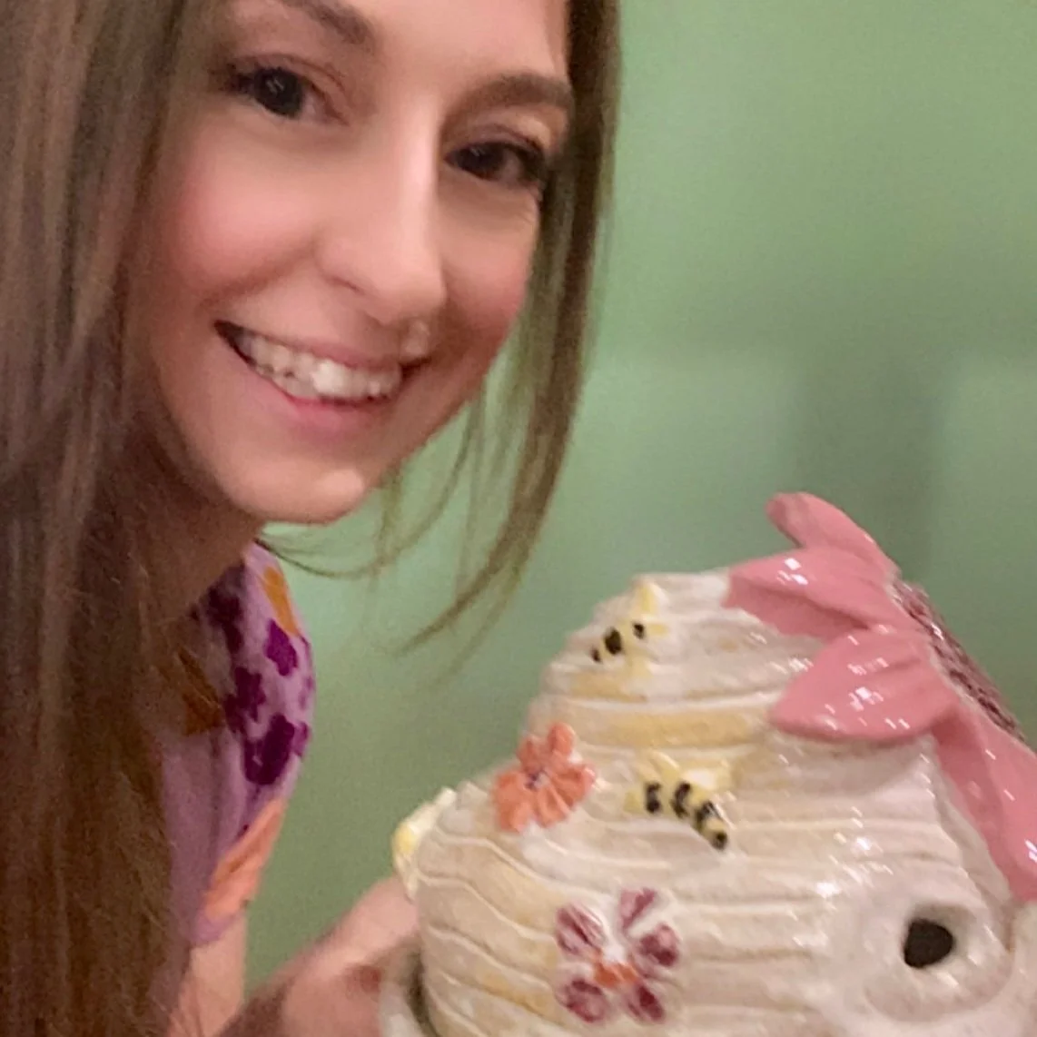 Bec Brockhus from Bec's Creative Place with her well known beehive incense / tea light candle holder.