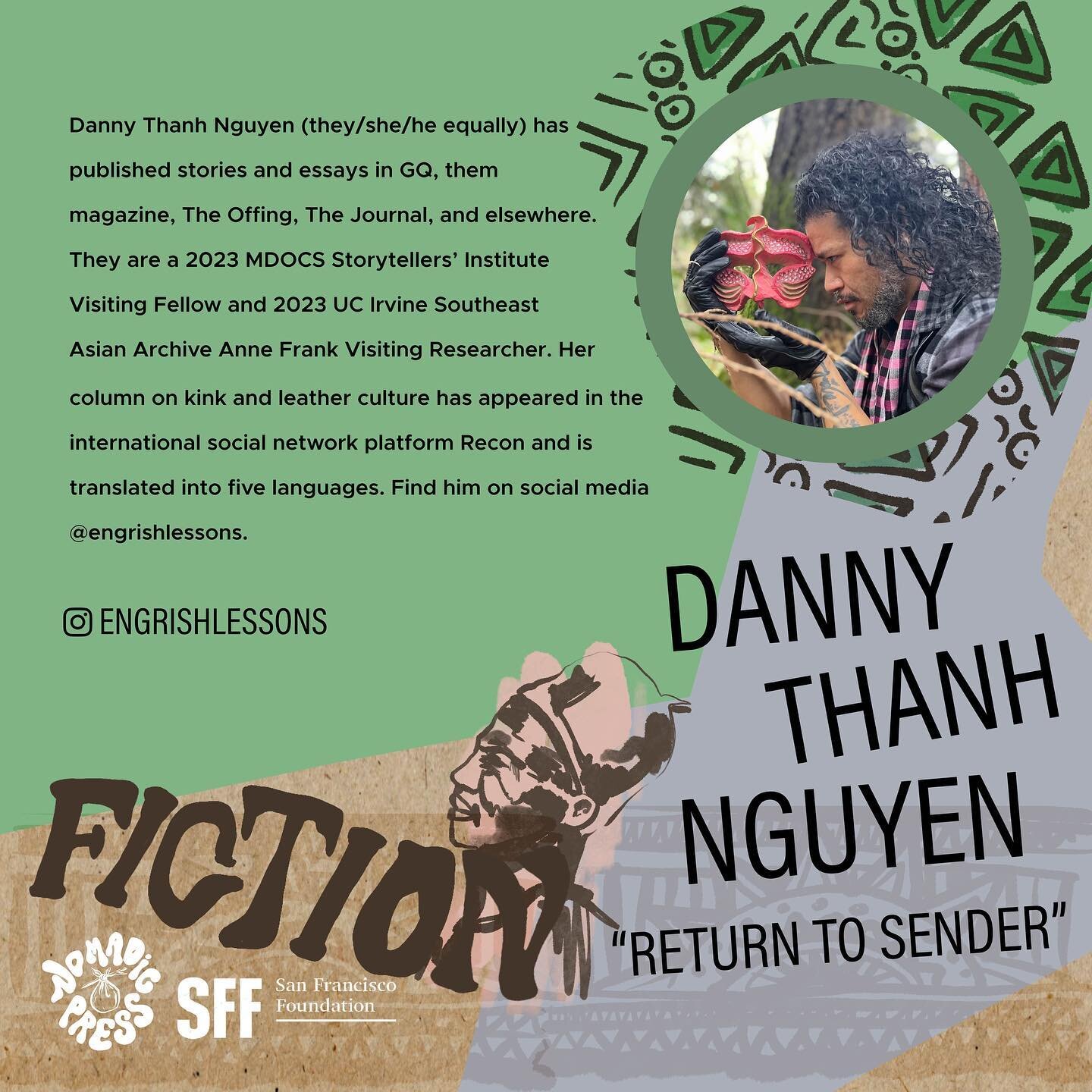 Congratulations to Danny Thanh Nguyen on being awarded the 2023 San Francisco Foundation/Nomadic Press Literary Award in Fiction! Danny has won $5000 for her short story &ldquo;Return to Sender&rdquo;. Follow Danny on social media and join us in cele