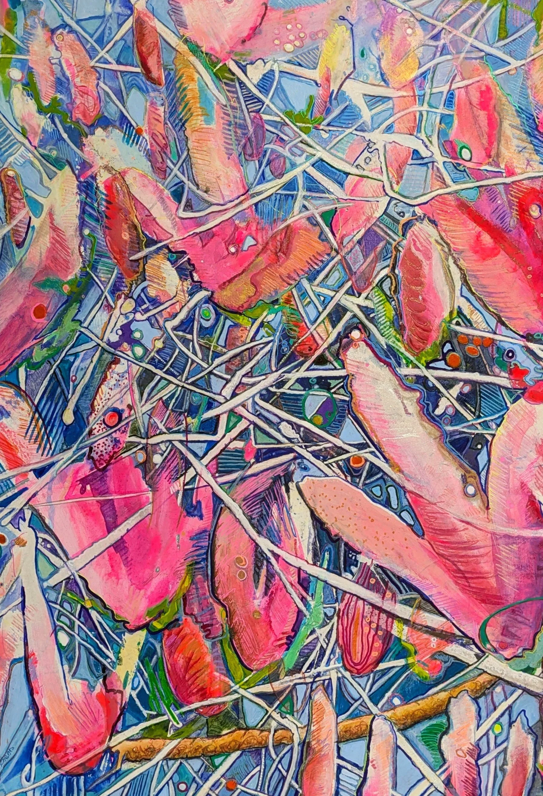 Floral 12  (Mixed media auf Papier 50x65 cm)