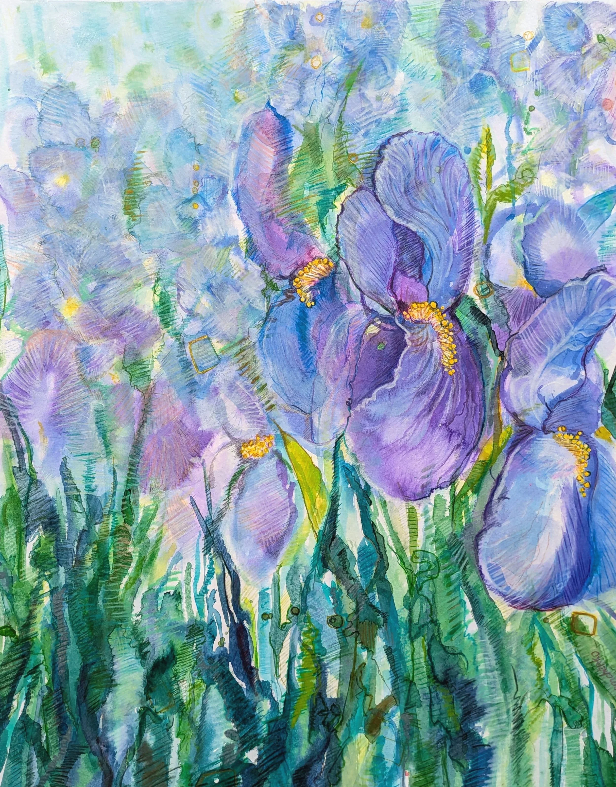 Floral 13  (Mixed media auf Papier 50x65 cm)