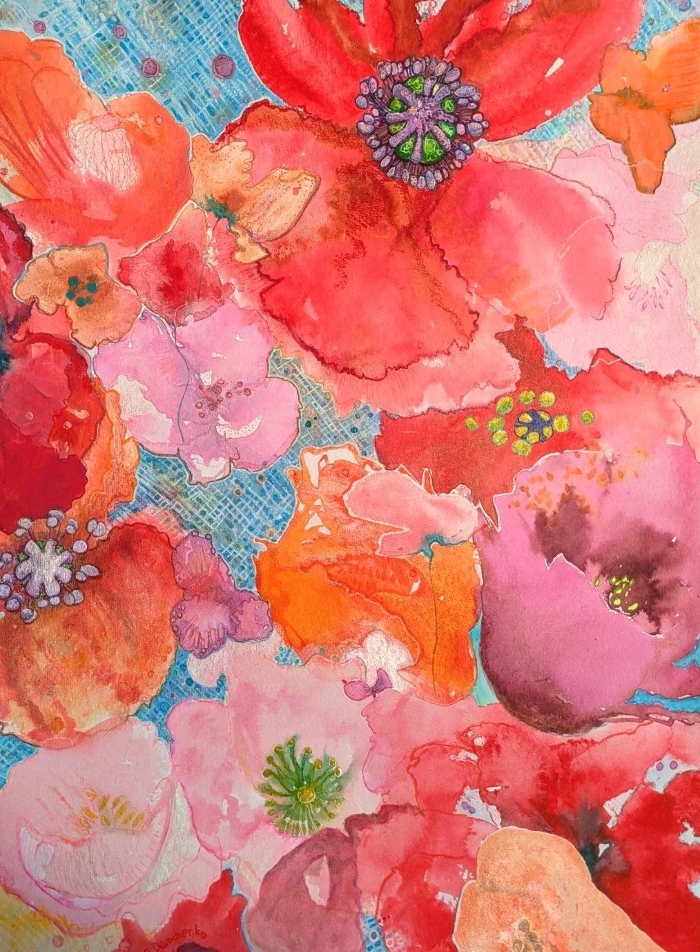 Floral 16  (Mixed media auf Papier 50x65 cm)