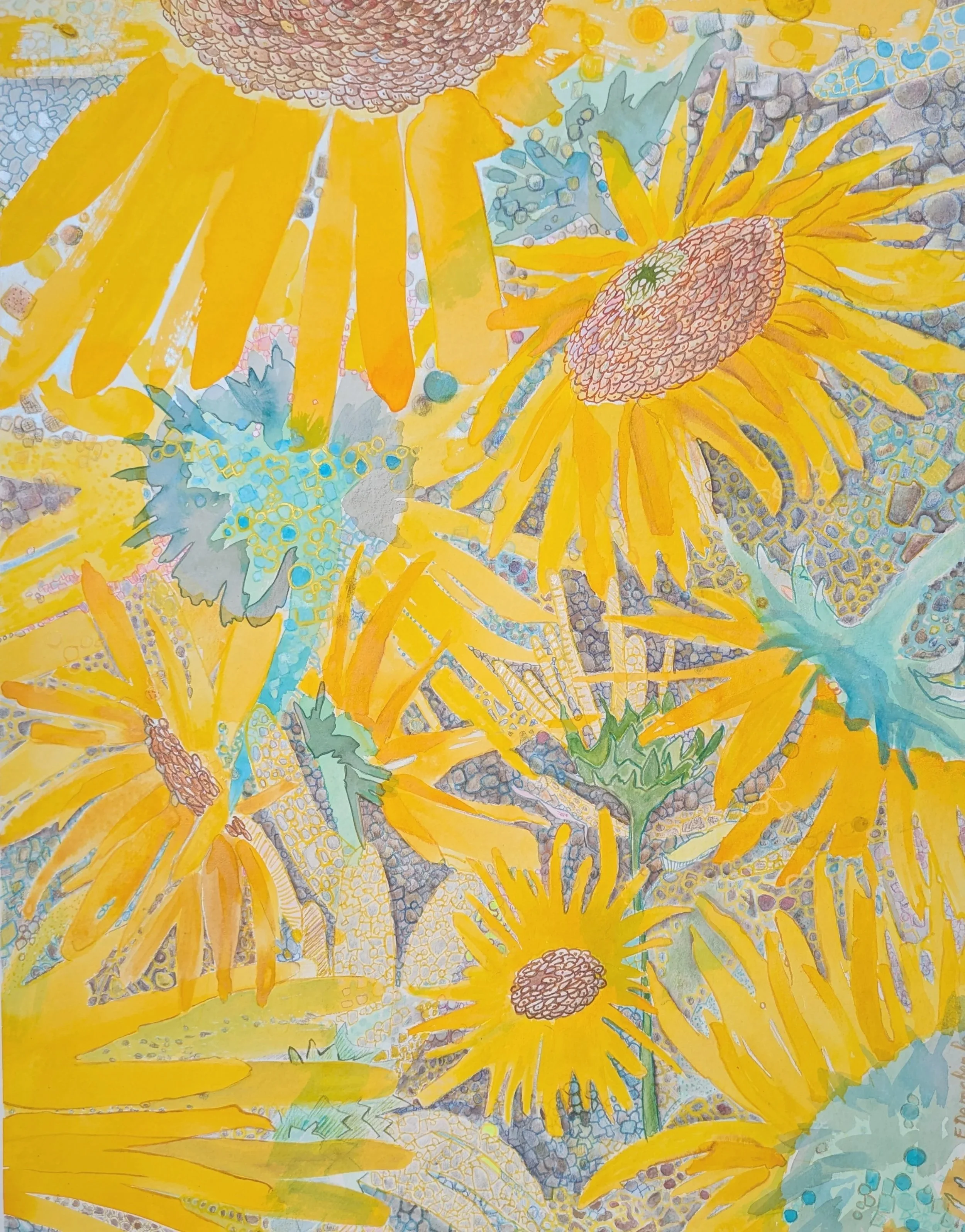 Floral 17  (Mixed media auf Papier 50x65 cm)