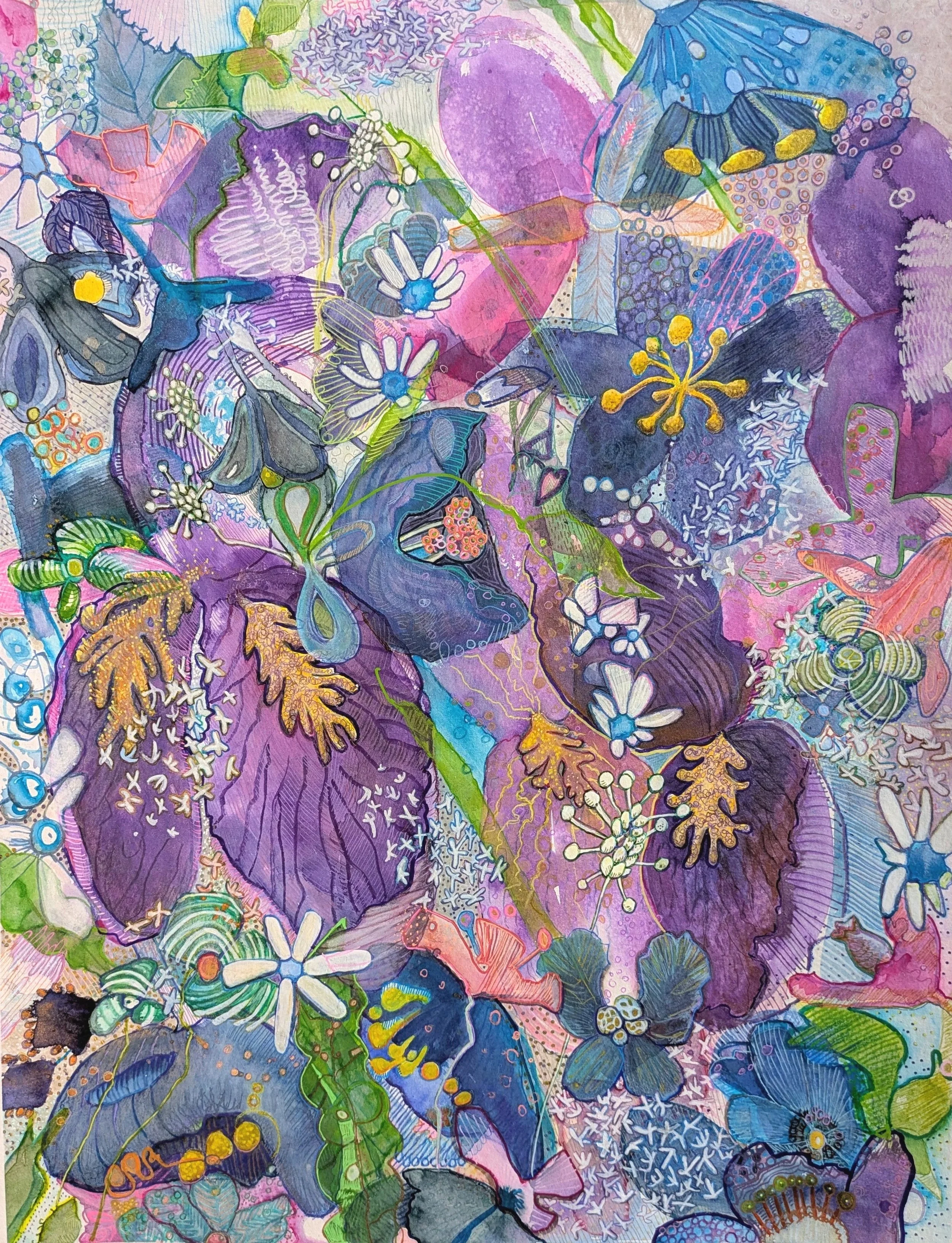 Floral 19  (Mixed media auf Papier 50x65 cm)