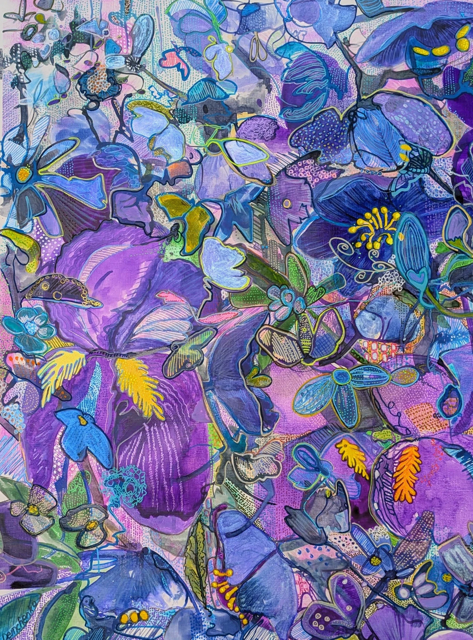 Floral 8  (Mixed media auf Papier 50x65 cm)