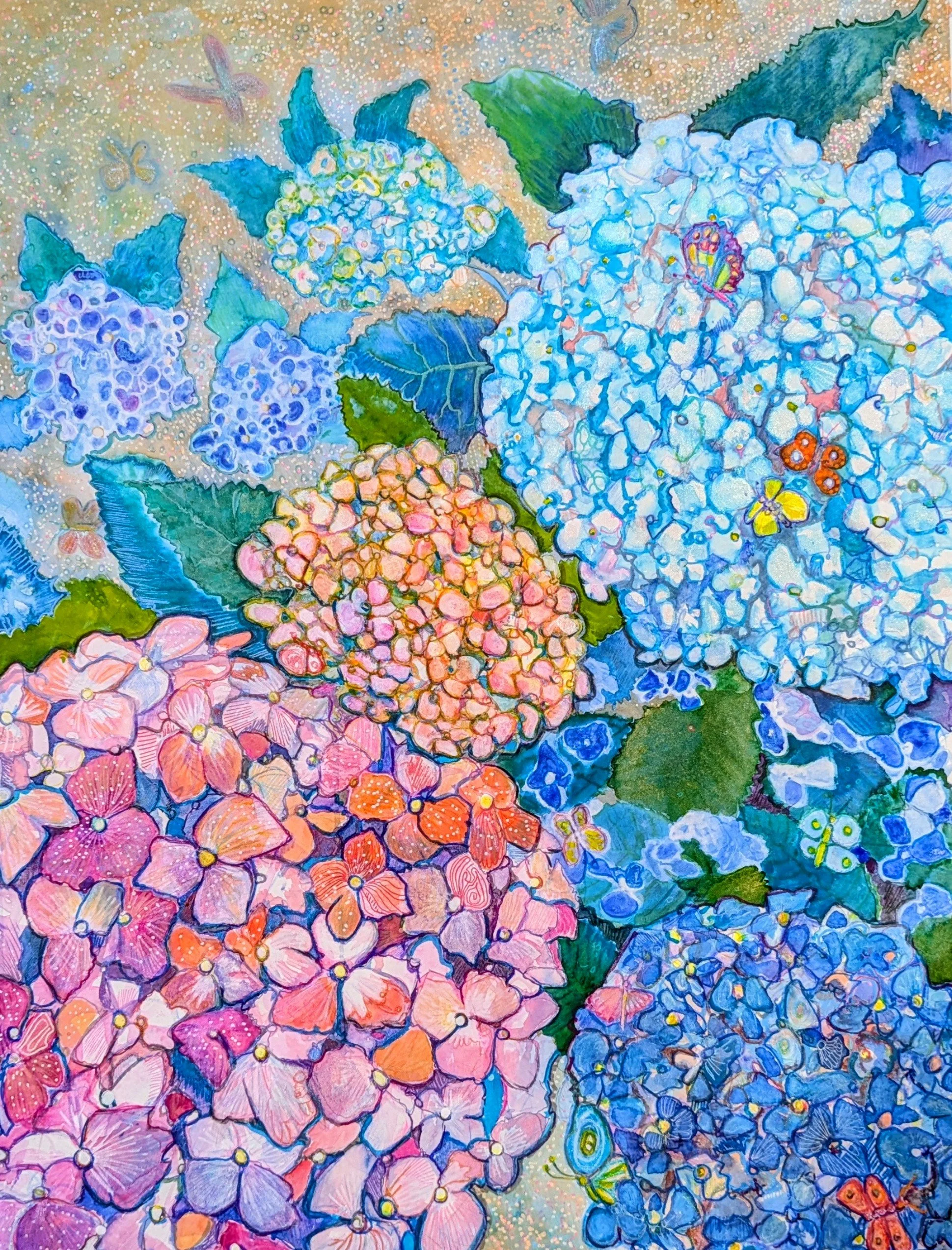 Floral 11  (Mixed media auf Papier 50x65 cm)