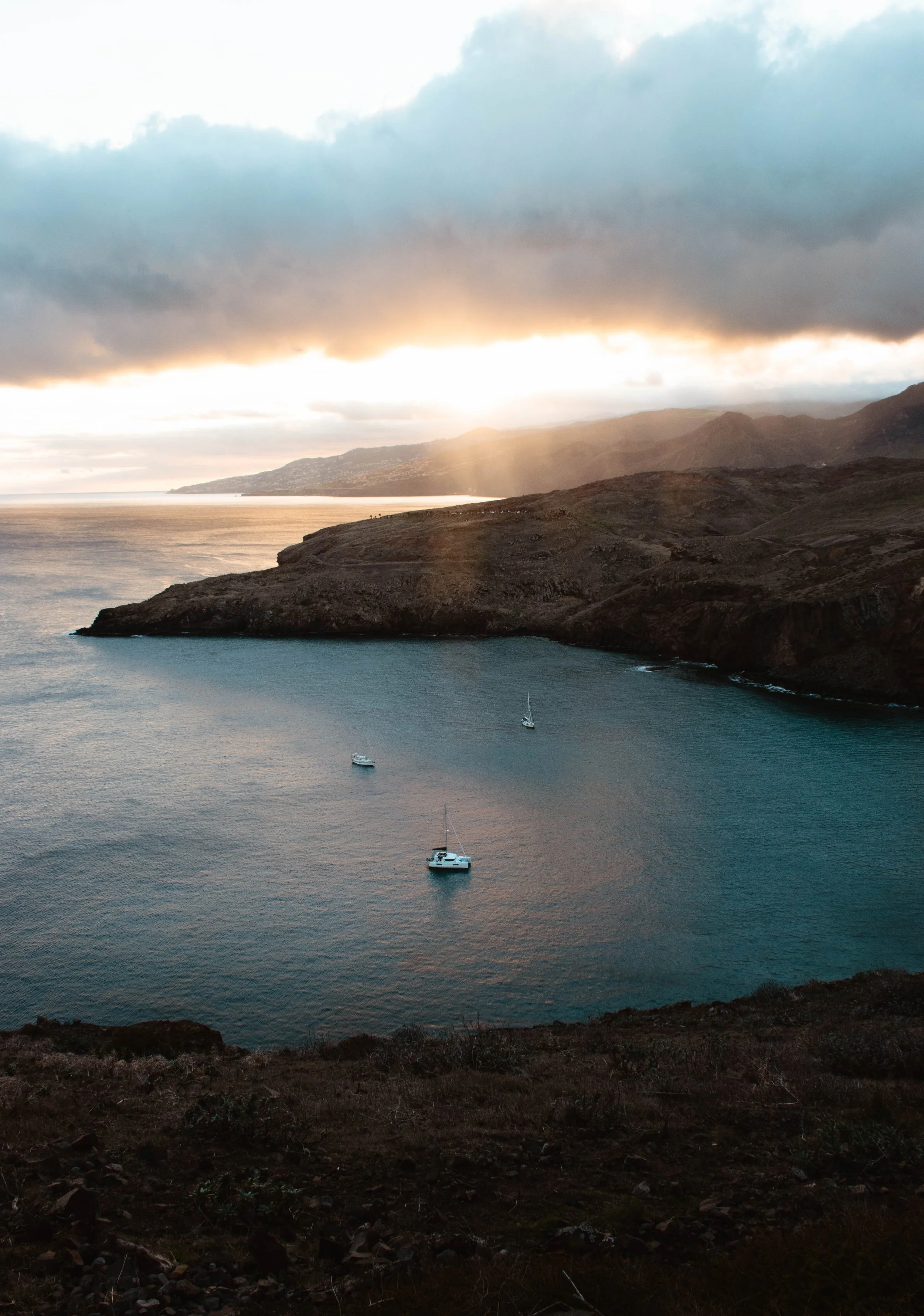 sunset above the ocean at ponta do sao lourenco in madeira