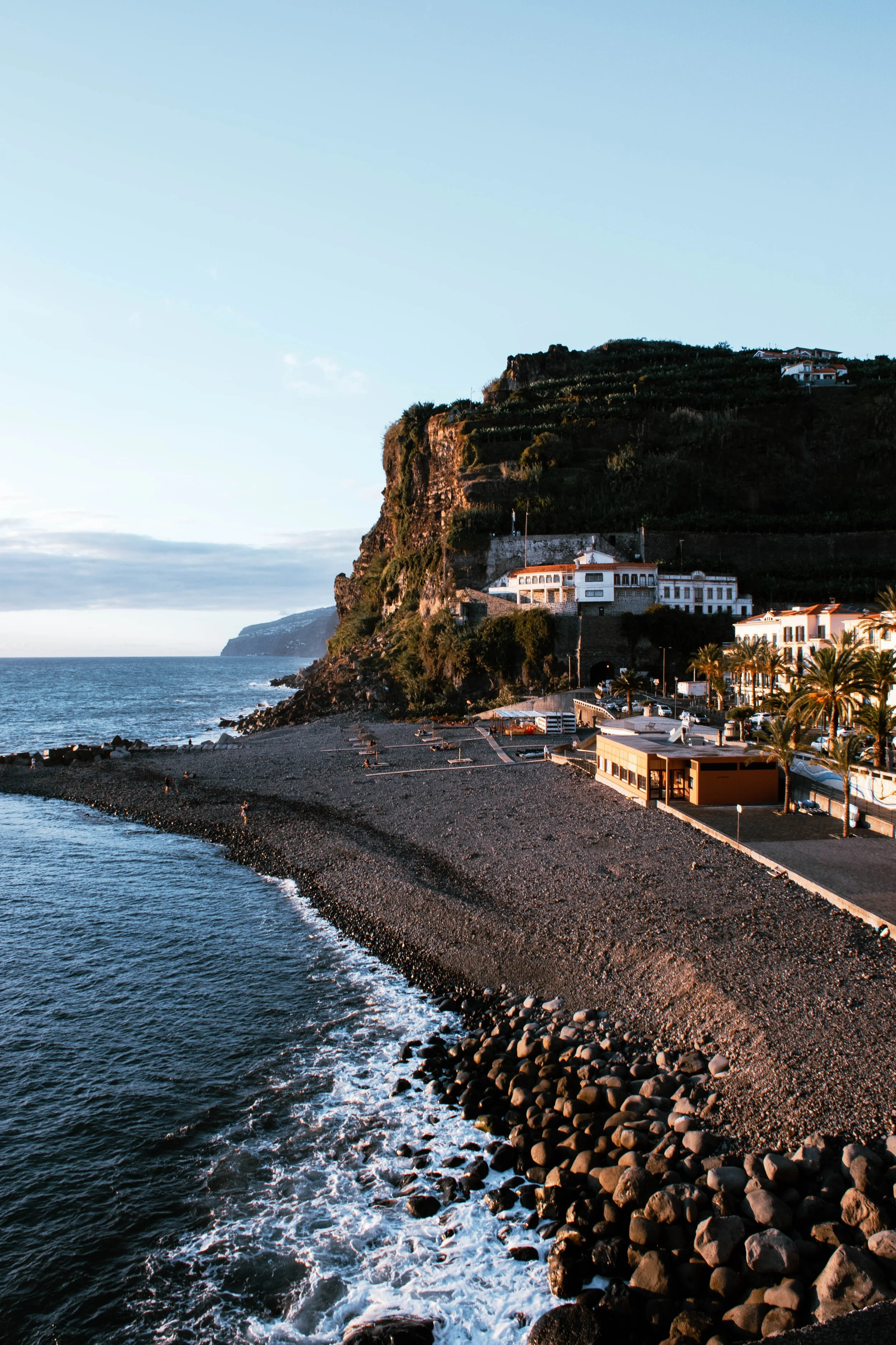 coastline of ponta do sol at sunset