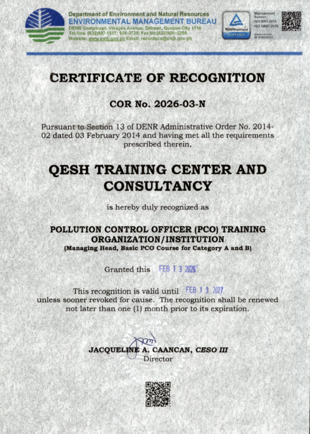 QESH Training Center - Be a trained Safety Officer in the Philippines