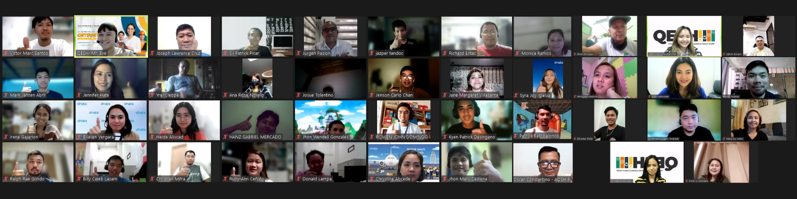 A virtual meeting with multiple participants displayed in a grid.