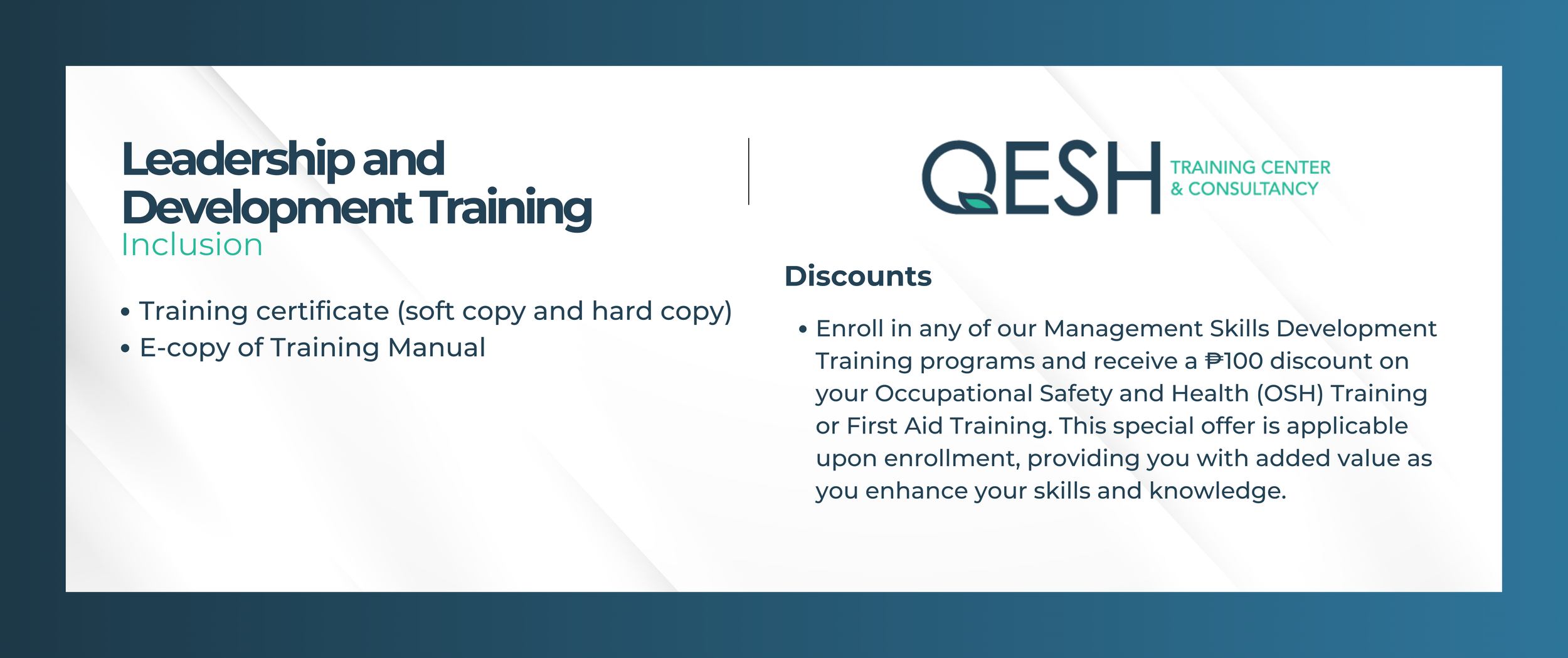 QESH Training Center - Be a trained Safety Officer in the Philippines
