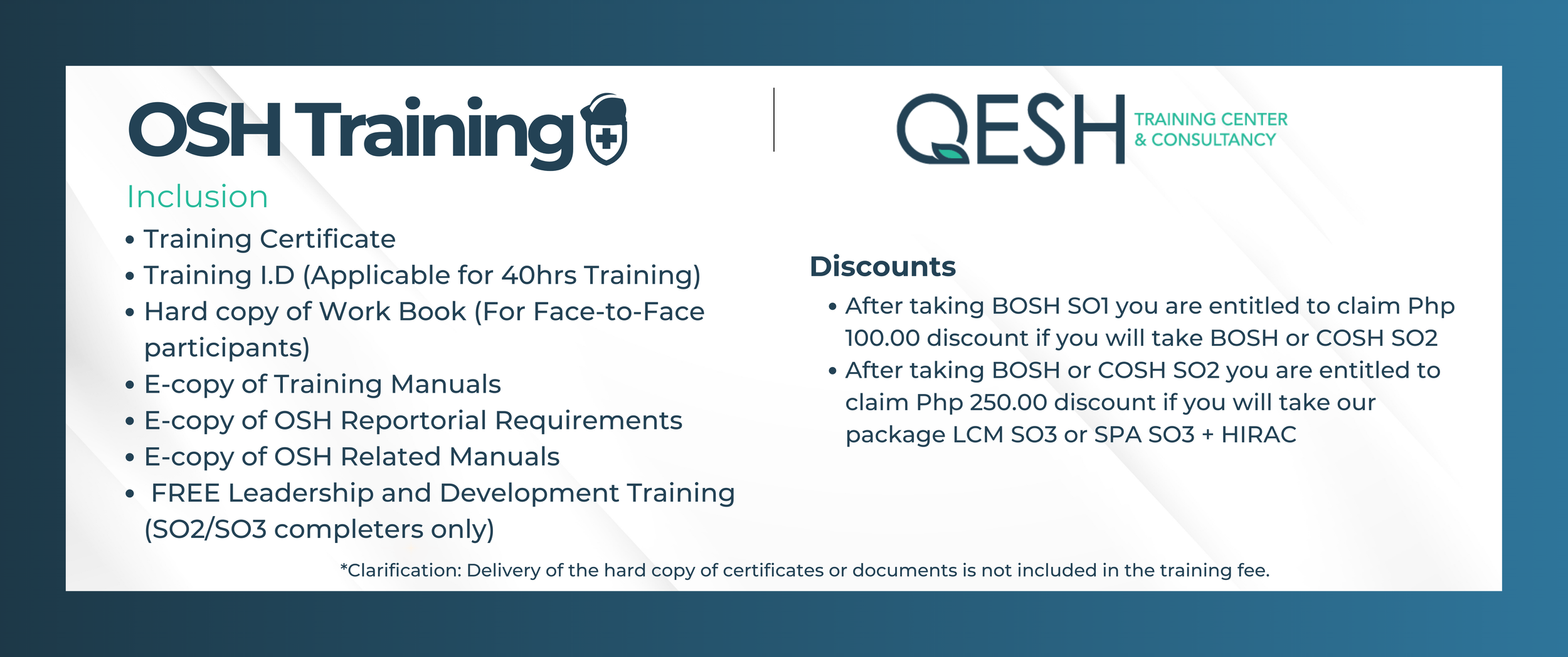 Rosh Training QESH Training Center - Be a trained Safety Officer in the Philippines