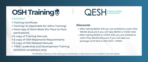QESH Training Center - Be a trained Safety Officer in the Philippines