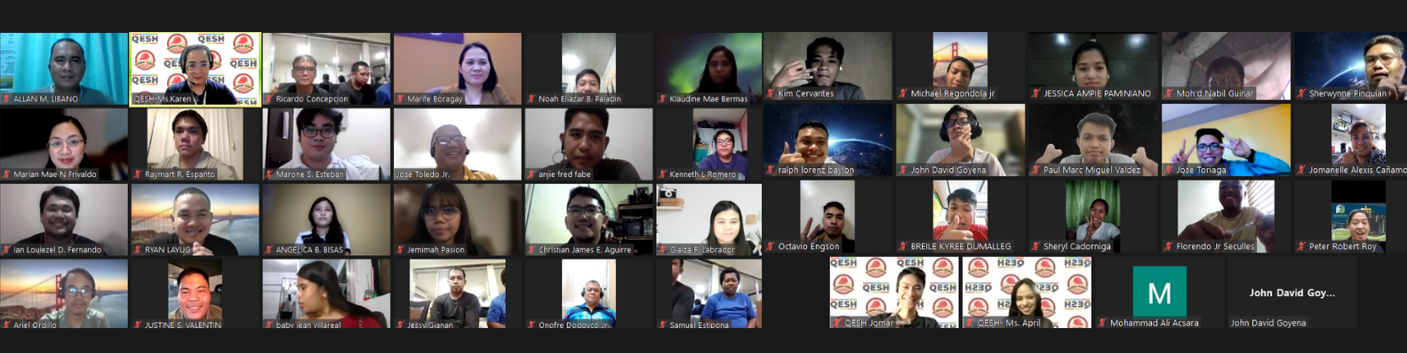 A virtual meeting with multiple participants displayed in a grid format on a video conferencing platform.