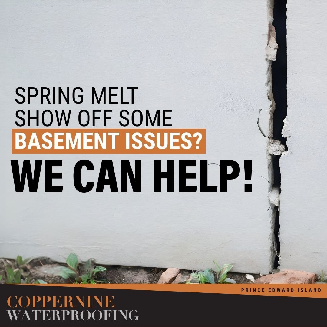 Did the spring melt reveal some water issues in your basement? Coppernine can fix your basement - whether it's crack repair, window systems or full basement waterproofing you need.  We have a wide range of waterproofing solutions that will help. Call