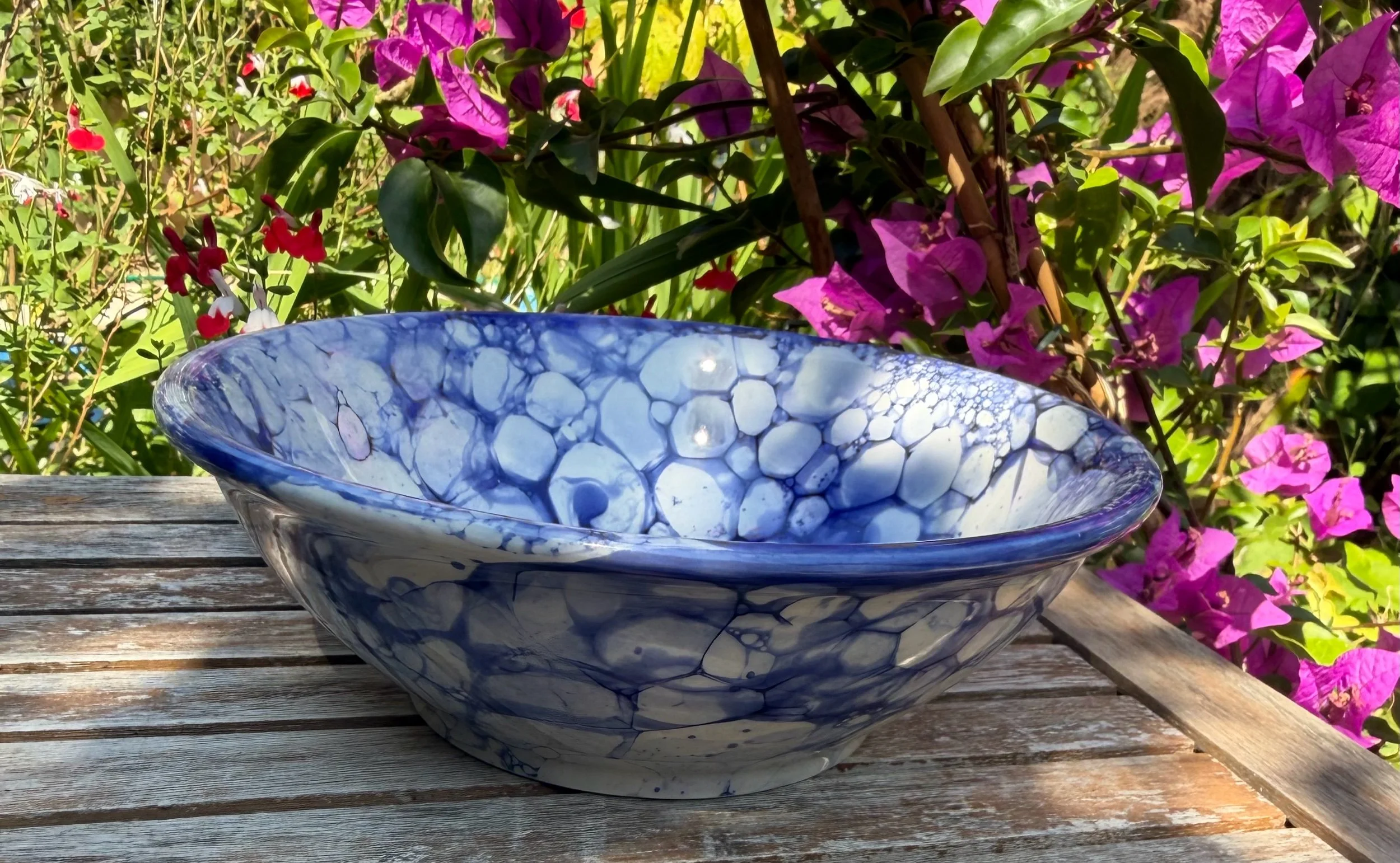 Handmade Spanish Ceramic Blue Bowl