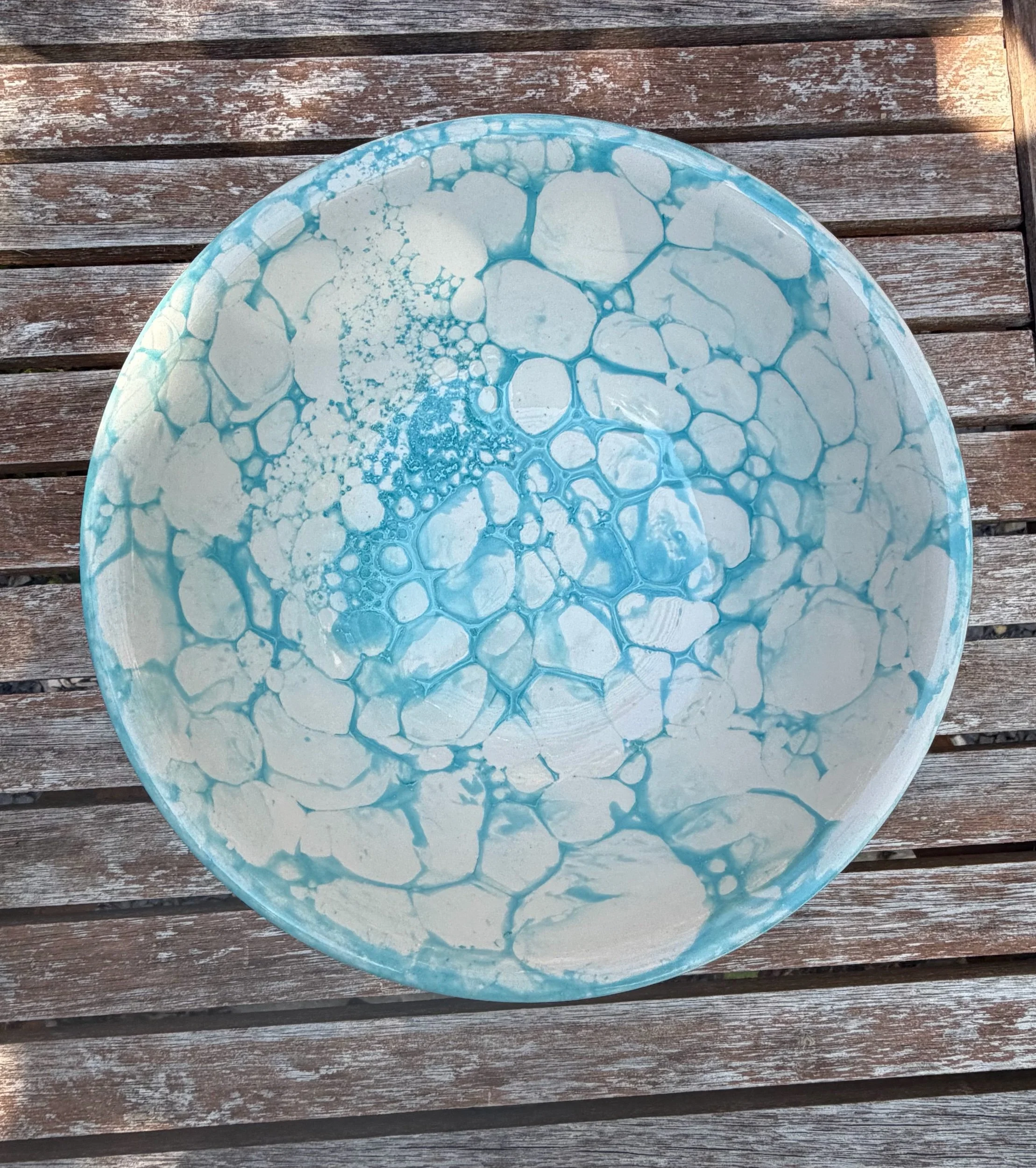Handmade Spanish Turquoise Breakfast Bowl | 18cm Ceramic Serving Bowl | Artisan Pottery | Cereal, Salad, Soup & Snacks