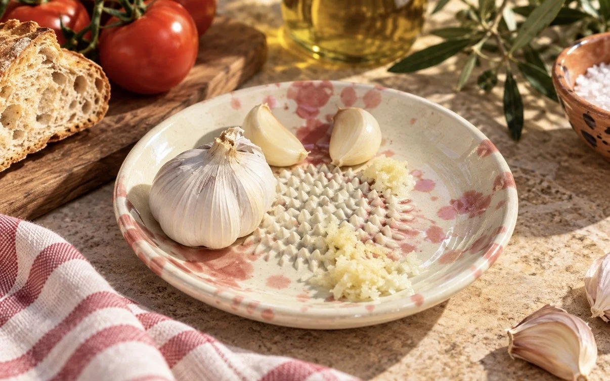 Pink Splatter Spanish Garlic Grater Plate – 12cm