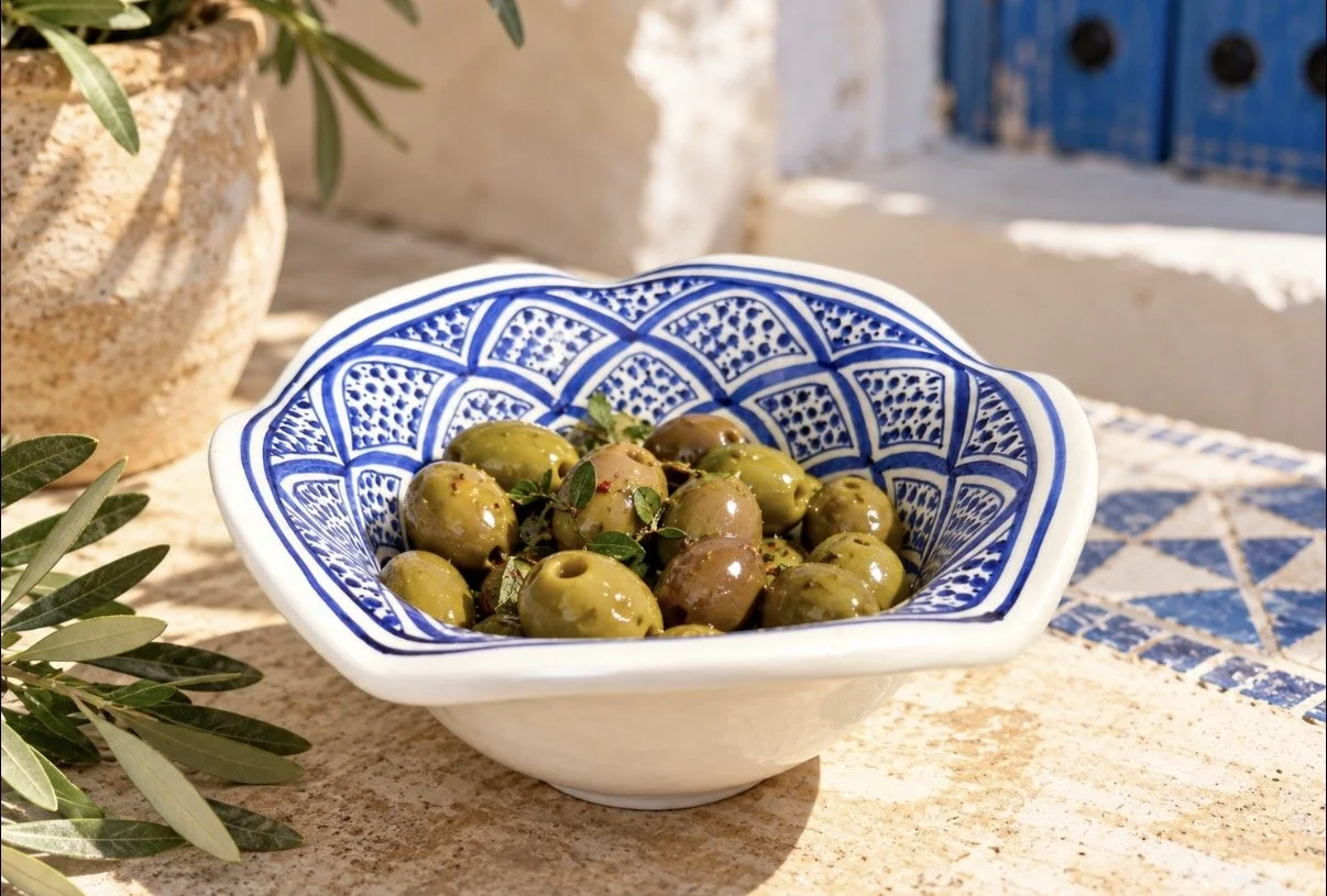 Blue and white Hand Painted Tunisian Ceramic Bowl
