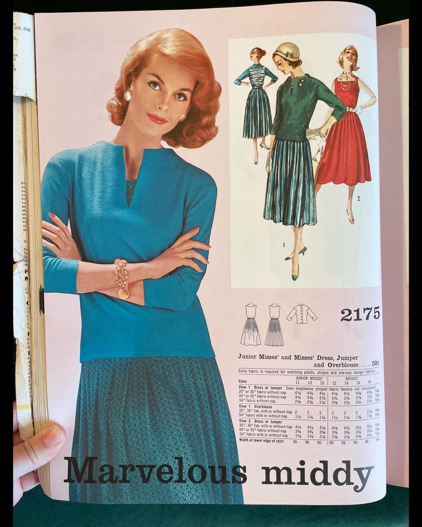 This middy &ldquo;overblouse&rdquo; is actually really nice with that armscye detail. Like a classy sweatshirt. It isn&rsquo;t designed for knits, but I think it would be nice in a stable knit. From the November 1957 Simplicity sewing pattern catalog