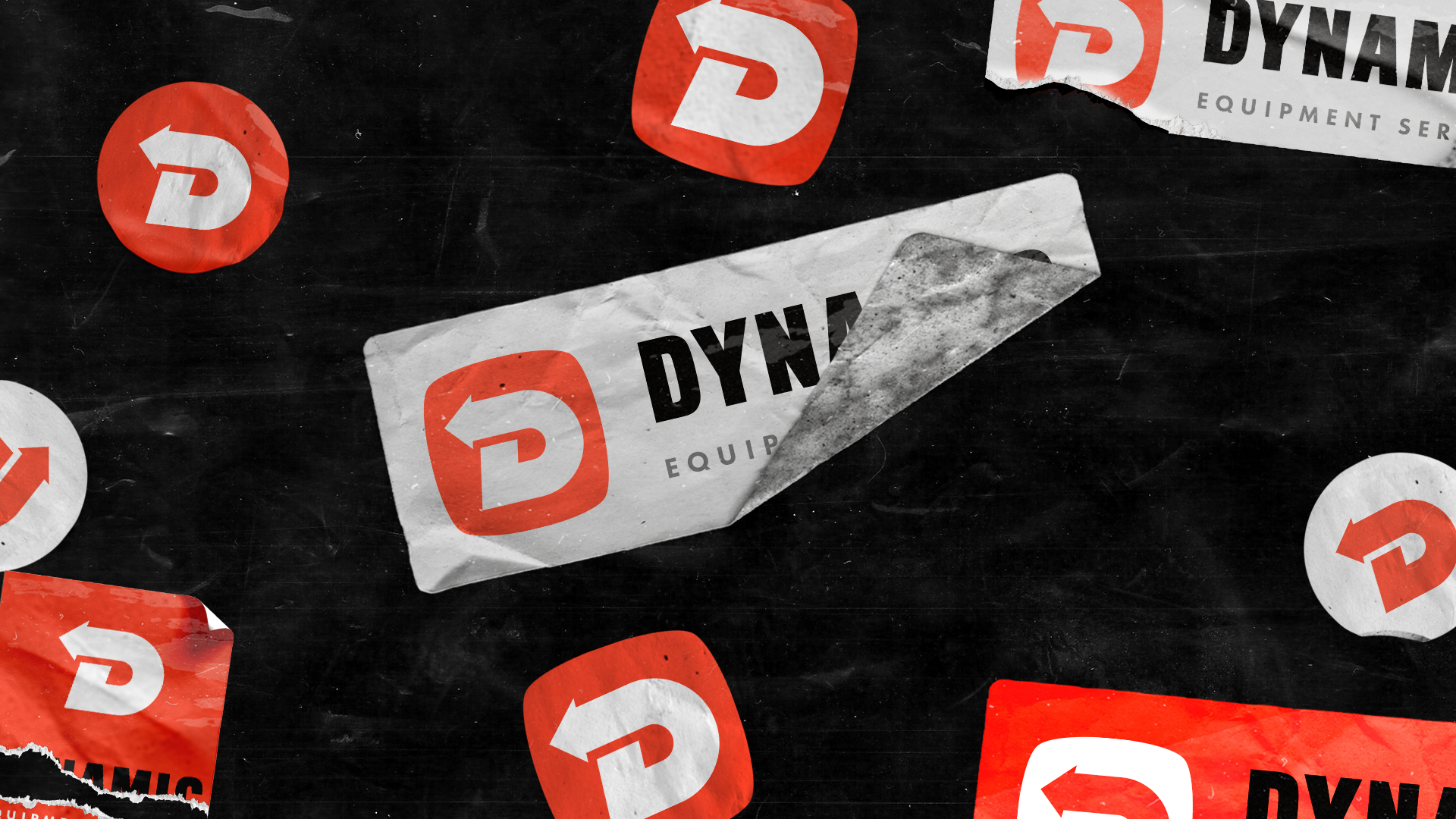 Stickers with the Dynamic Equipment Services branding