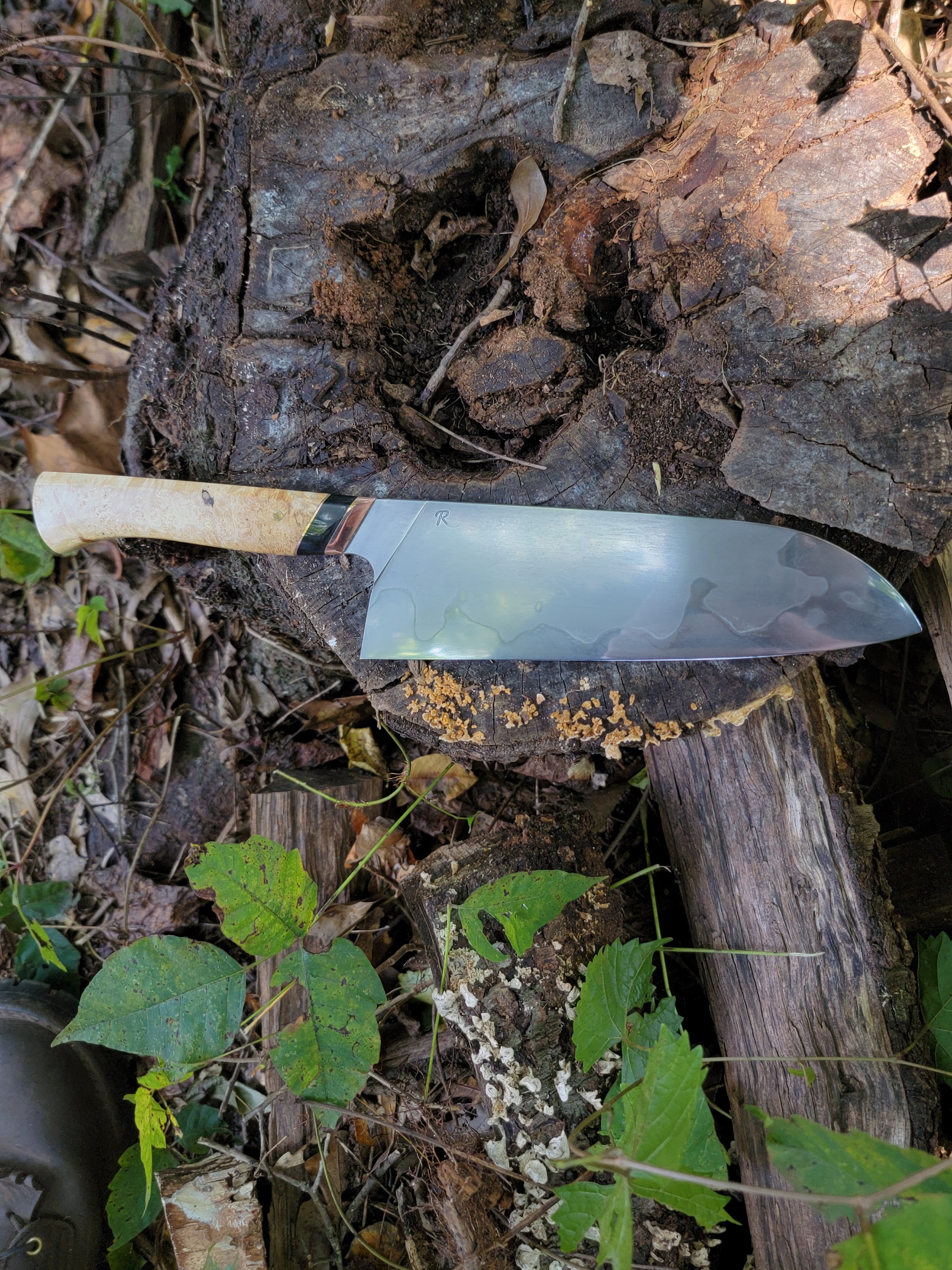 Santoku in Carbon with Hamon