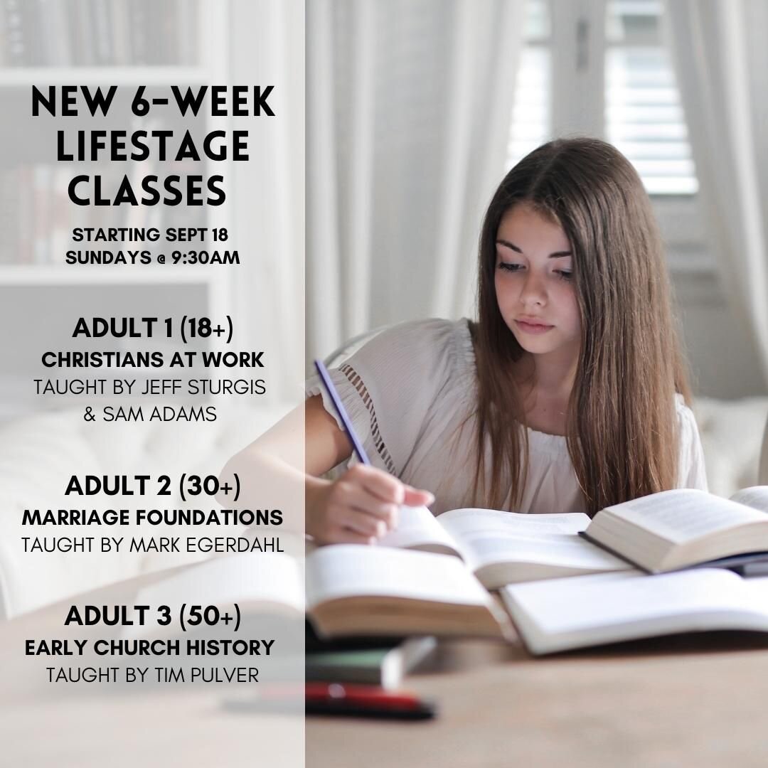 New Lifestage classes begin on Sept 18th!