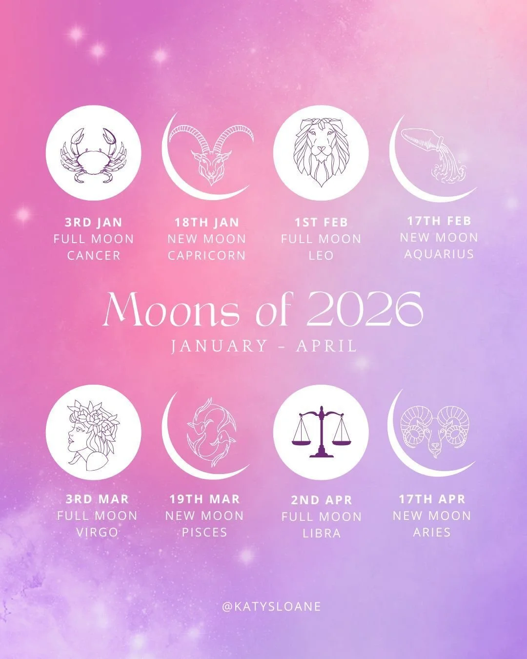 Some lunar dates to mark on your calendars for the first part of the year! 🌕💫 🌑🌙✨

A NEW MOON represents new beginnings, so be sure to take time for yourself every new moon to project your monthly intentions out into the cosmos. You have the powe
