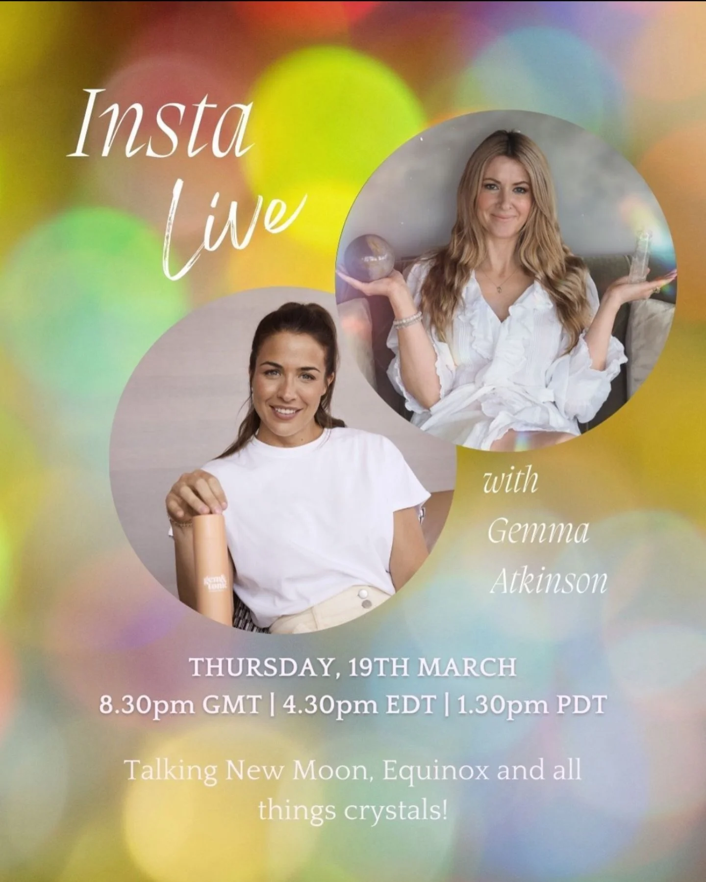Super excited to be going LIVE with the lovely @glouiseatkinson on Thursday 19th March at 8.30pm GMT!! 💫

Join us for a magical conversation! ✨We will be talking about the big energies at play this week with the New Moon, the Equinox, Aries season&h