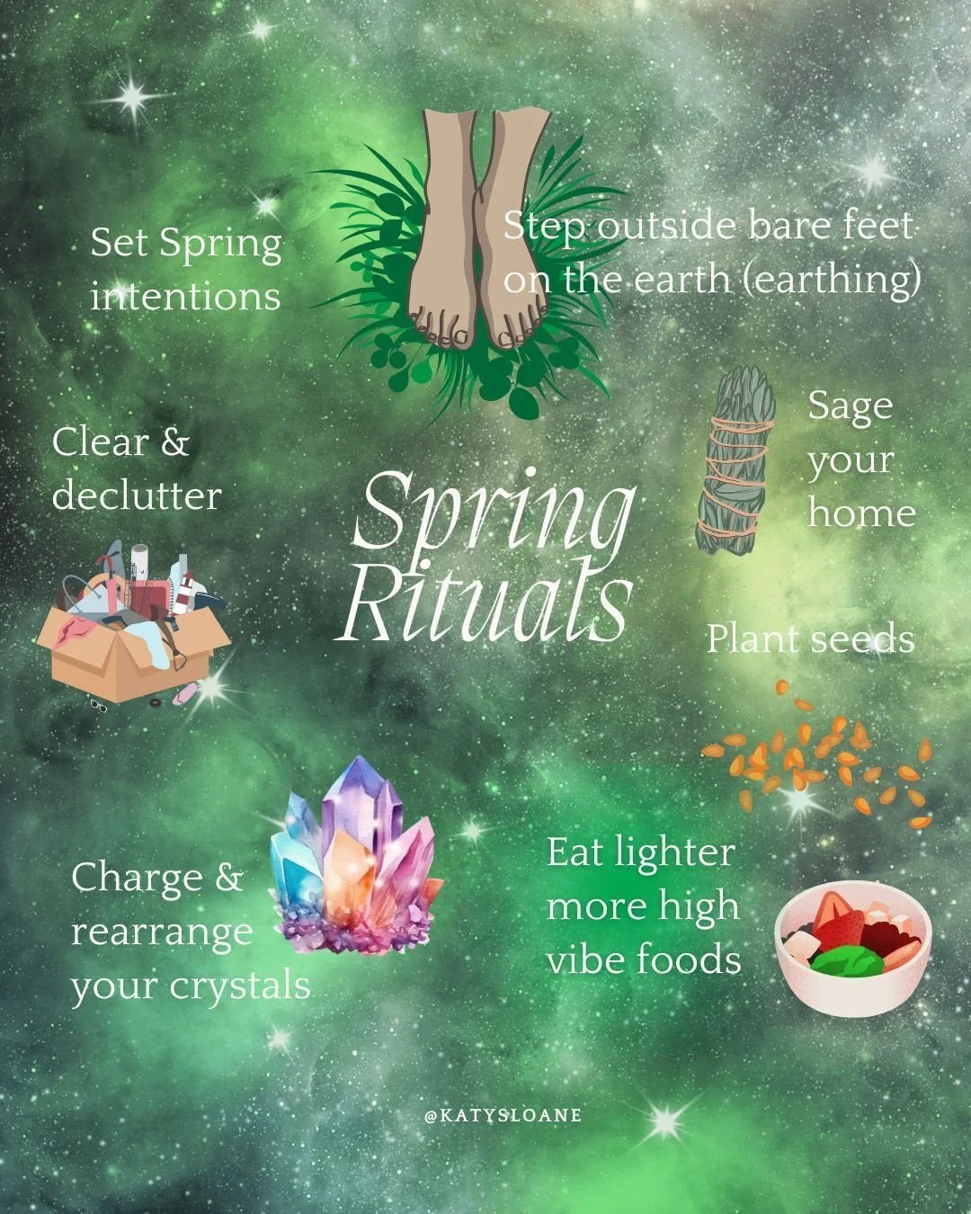 How amazing is it to finally be soaking up the beauty of Spring?!! 🌸 🌳 ☀️ 

Here are some Spring rituals to help lift your vibe as we step into this new season!🌼🌷🪻

PS. Is anyone else having a decluttering and clearing spree at the mo? 🙋&zwj;♀️