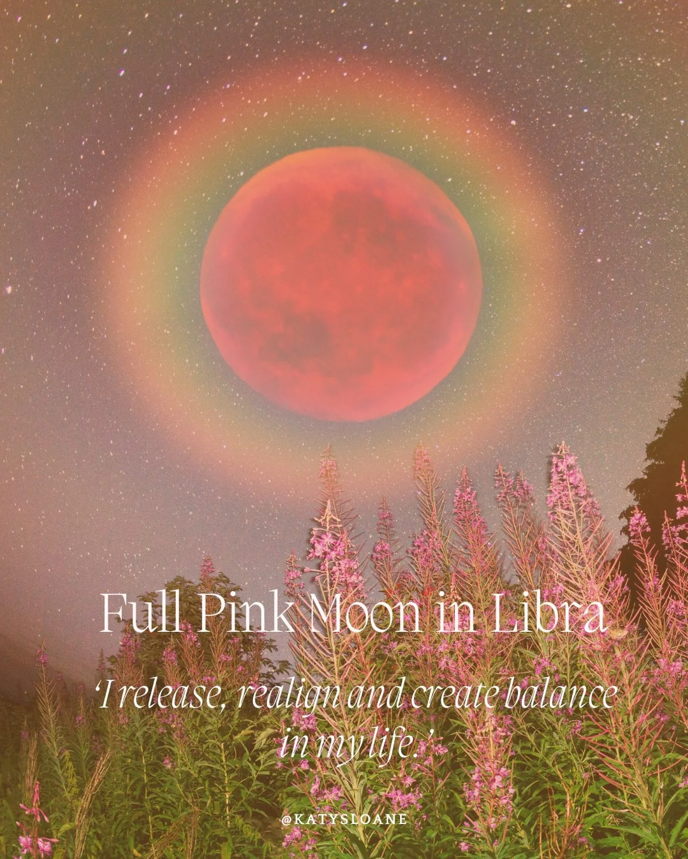 FULL PINK MOON IN LIBRA ♎️ April 1/2 🌕 The first Full Moon of Spring is almost here. Named the Pink moon by Native American tribes due to it coinciding with the blooming of soft pink wildflowers that mark the arrival of Spring. 

Just as nature awak