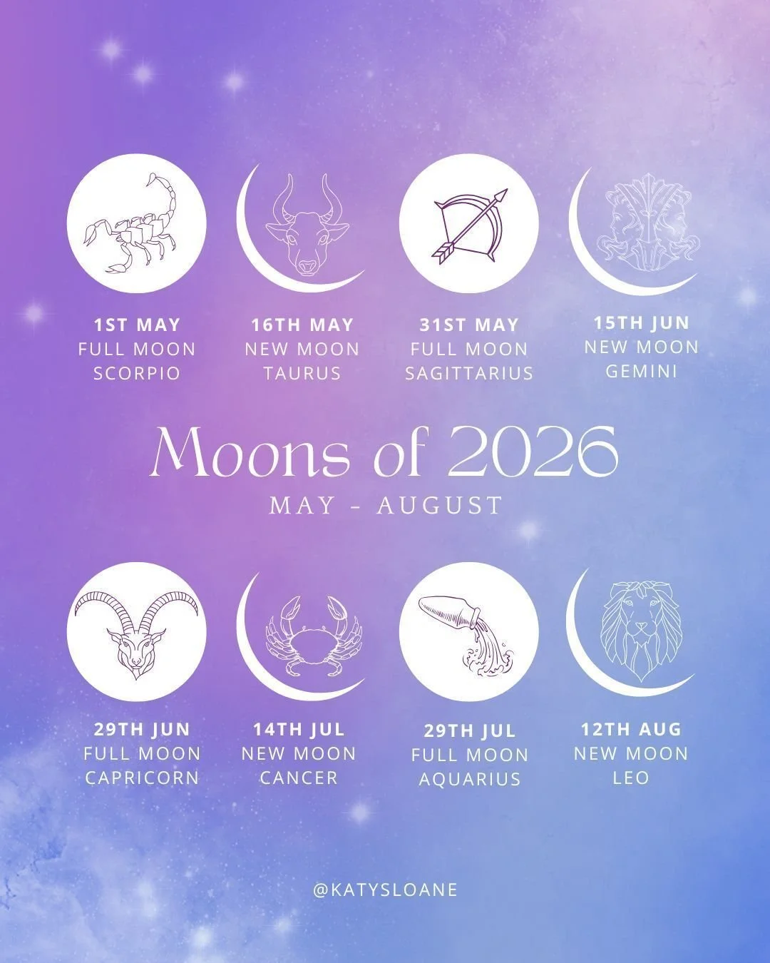 With the full moon in Scorpio rising this Friday, and May just around the corner, it&rsquo;s the perfect time to ground and connect to nature. 
Here are some important lunar dates to mark on your calendar for the coming months 🌕💫🌙

A NEW MOON repr