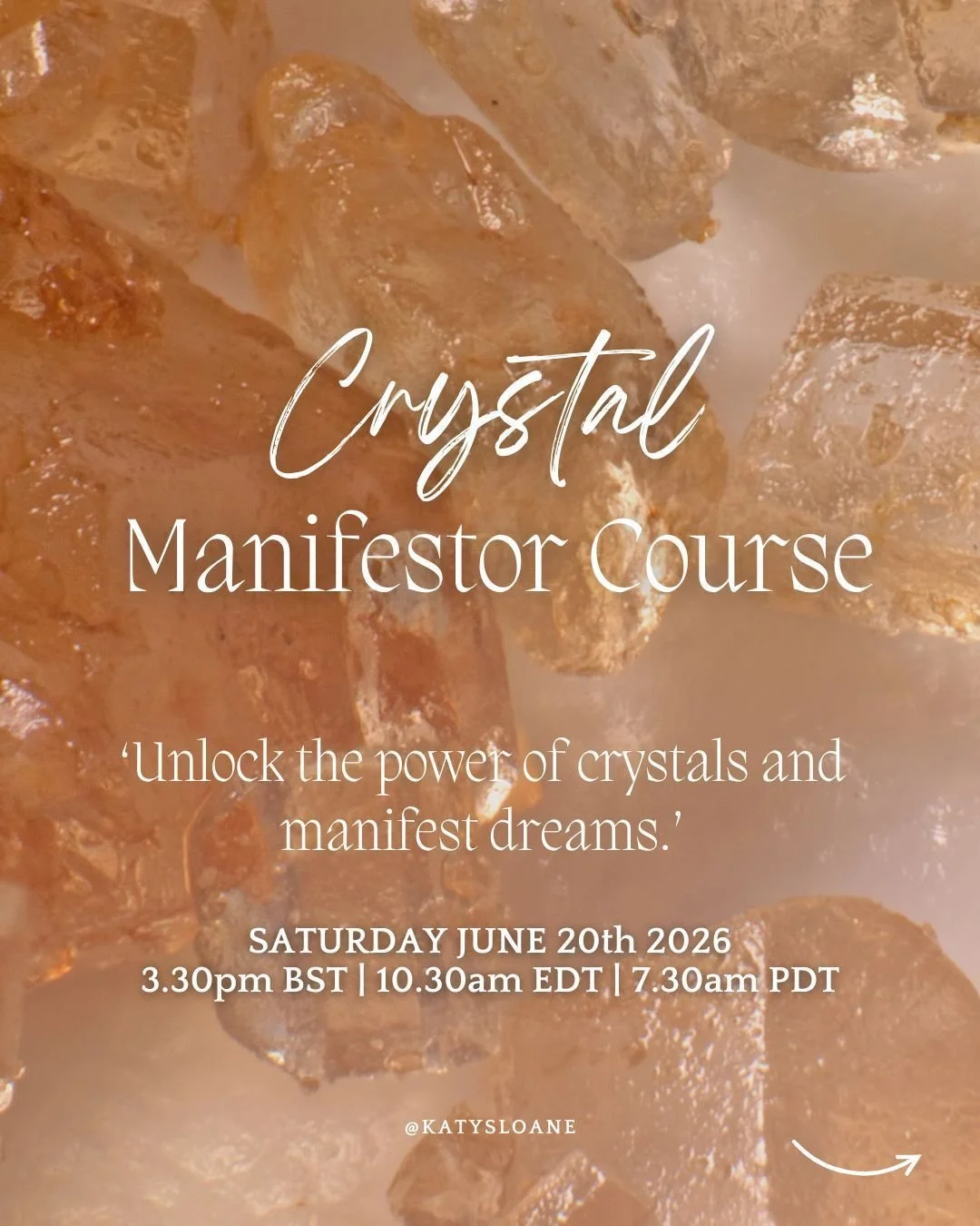 ⚡BRAND NEW COURSE⚡Get ready to MANIFEST DREAMS ✨

ENROLMENT for my brand new Crystal Manifestor course is NOW OPEN. Taking place on the eve of the Solstice!! ☀️ we will gather LIVE via Zoom on Saturday June 20th at 3.30pm BST 🇬🇧, 10.30am EDT 🇺🇸, 