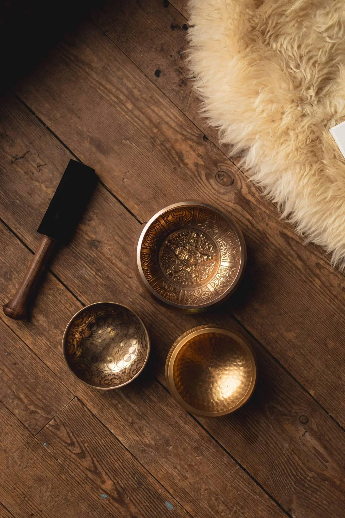 Sound Healing session in Warwick at Heist House Studios using crystal singing bowls for deep relaxation
