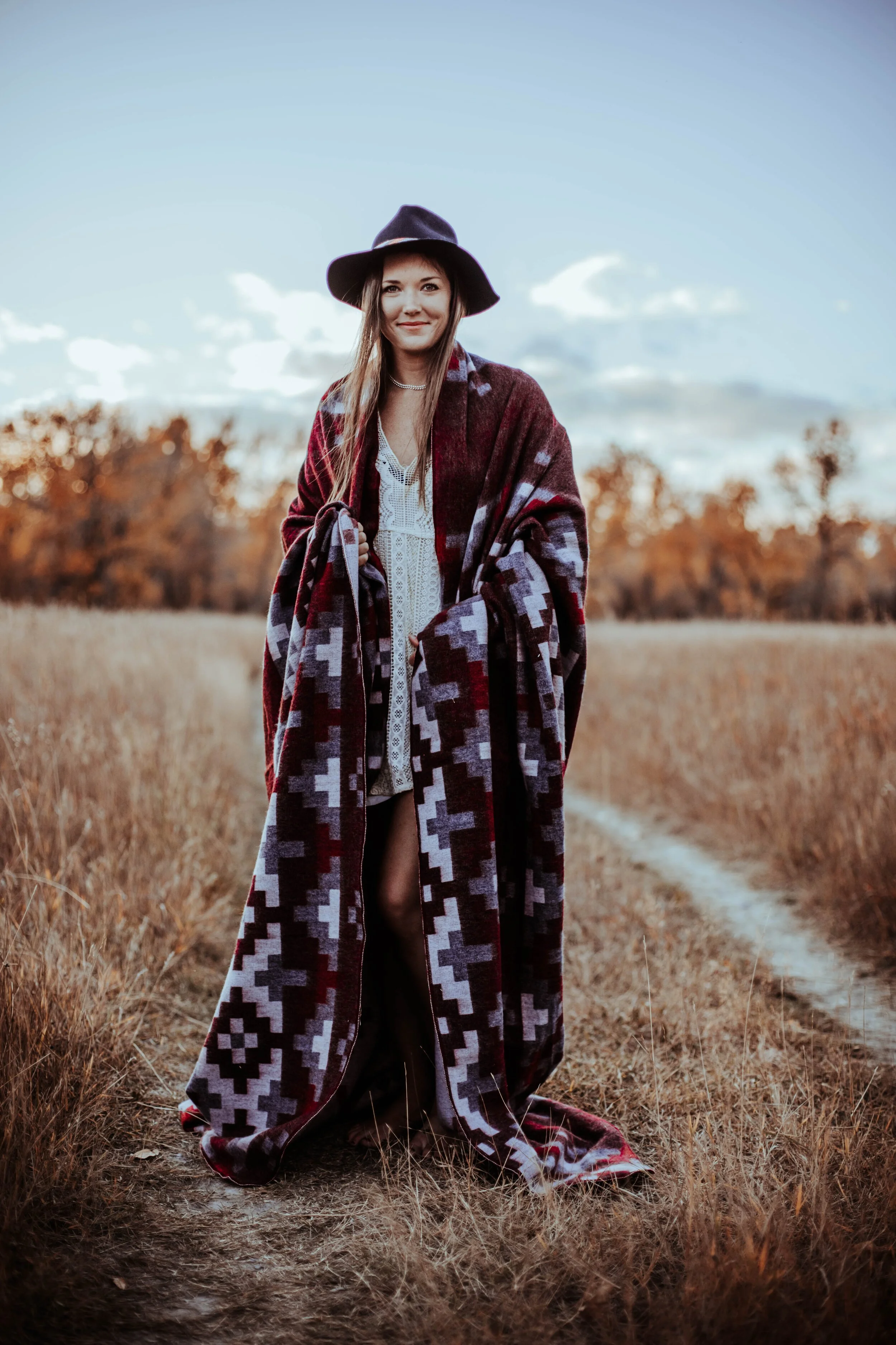 Alpaca Wool Patterned Shawl - Huancayo Blues United Kingdom