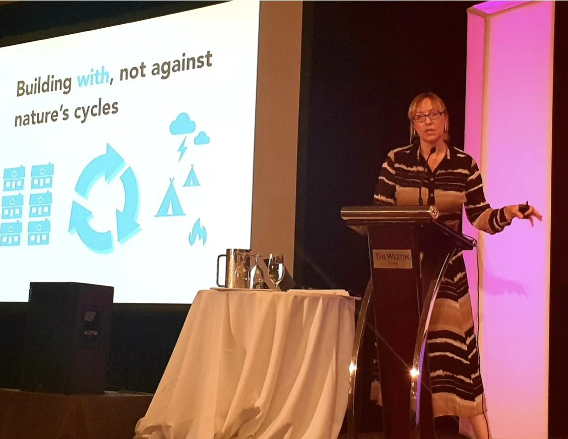 Melissa Sterry keynote on designing wildfire resilient architecture and urban design, at the Candadian Institute of Planners Centenary conference, 2019