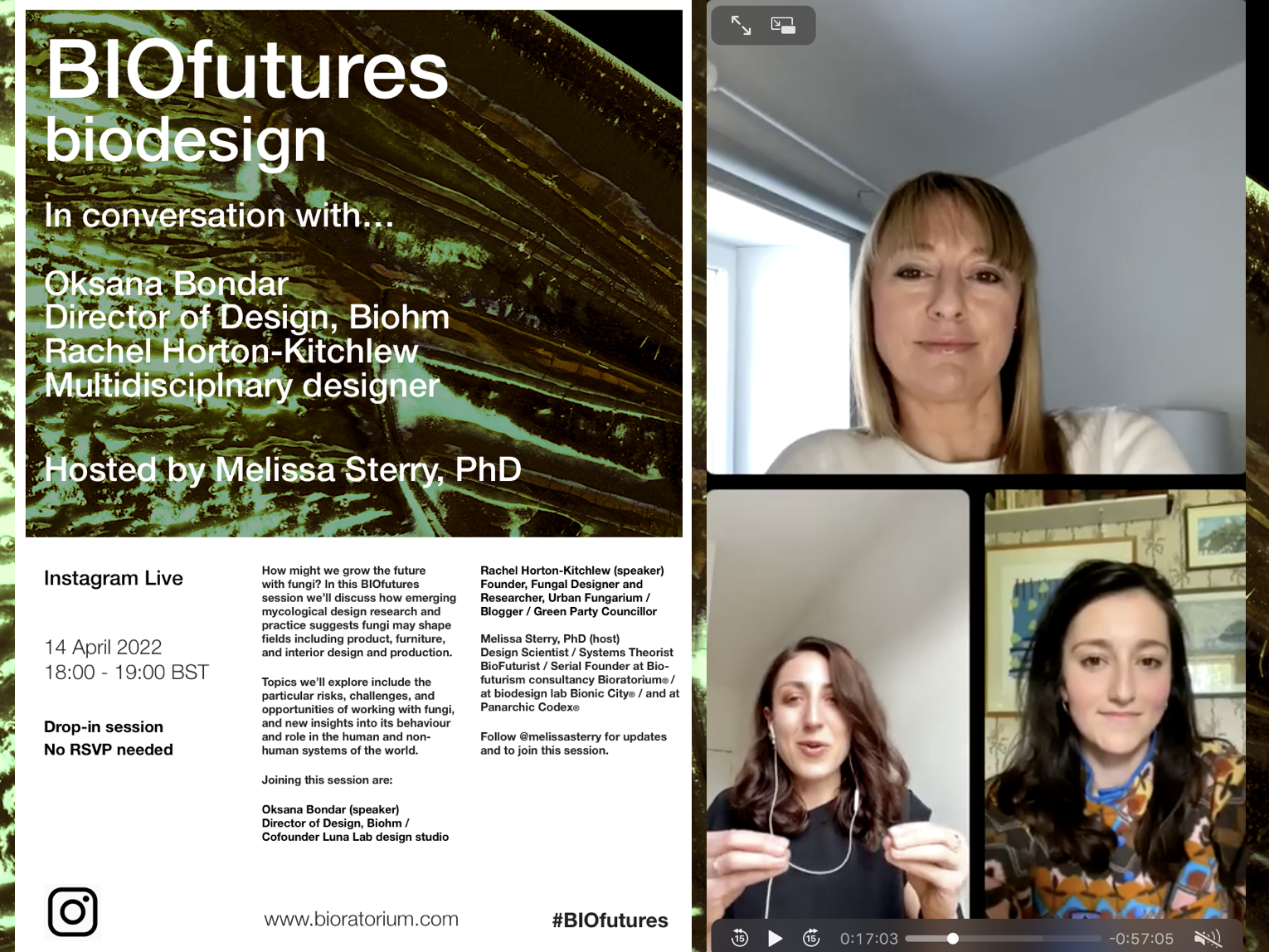 BIOfutures | biodesign - In conversation with... Dr. Melissa Sterry, Oksana Bondar, and Rachel Horton-Kitchlew