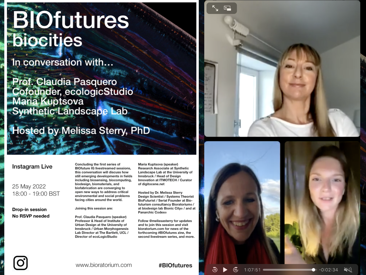 BIOfutures | biocities - In conversation with... Dr. Melissa Sterry and Prof. Claudia Pasquero and Maria Kuptsova