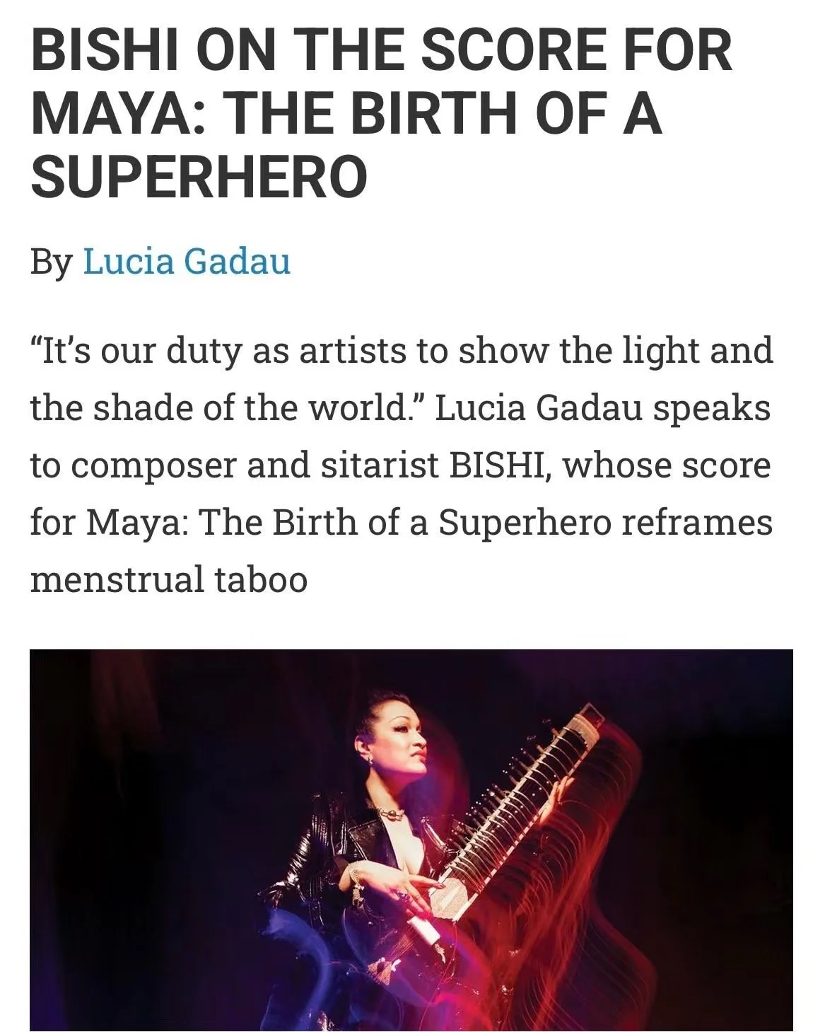 Bishi on Composing 'MAYA The Birth of a Superhero.'