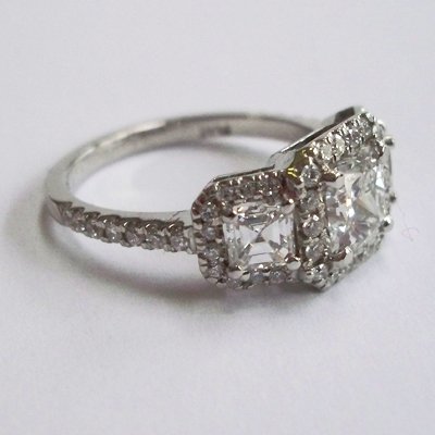 Square Cut Diamond Engagement Ring in Platinum