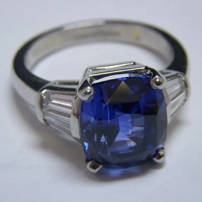 Sapphire and Diamond Ring in Platinum