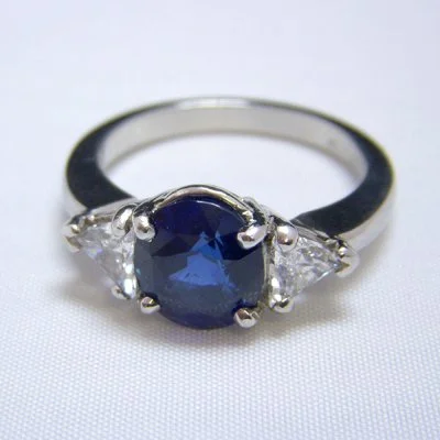 Sapphire and Diamond Engagement Ring in Platinum