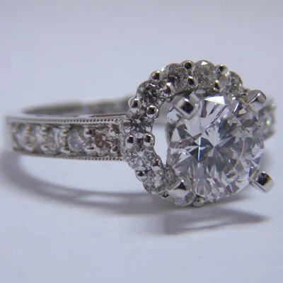 Halo Diamond Engagement Ring in Platinum