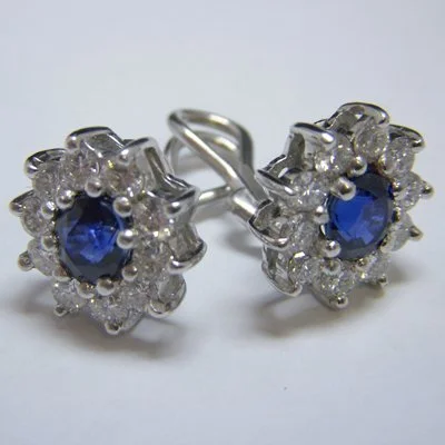 Sapphire and Diamond Earrings in Platinum