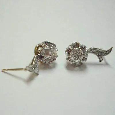 Art Deco Style Diamond Earrings in White Gold