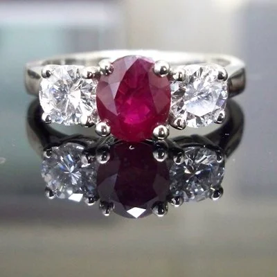Ruby and Diamond Engagement Ring in Platinum