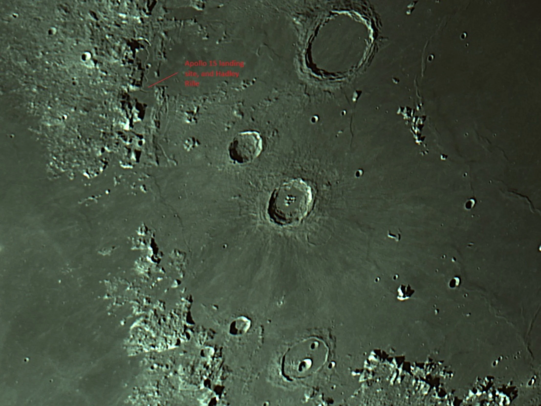 Gary Parker Hadley Rille, Apollo 15 landing site. skywatcher 12" newtonian, hypercam 178c